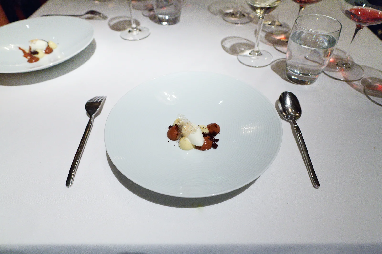 17th Course: Chocolate caramel cremeaux, fleur de sel ice cream, popcorn custard