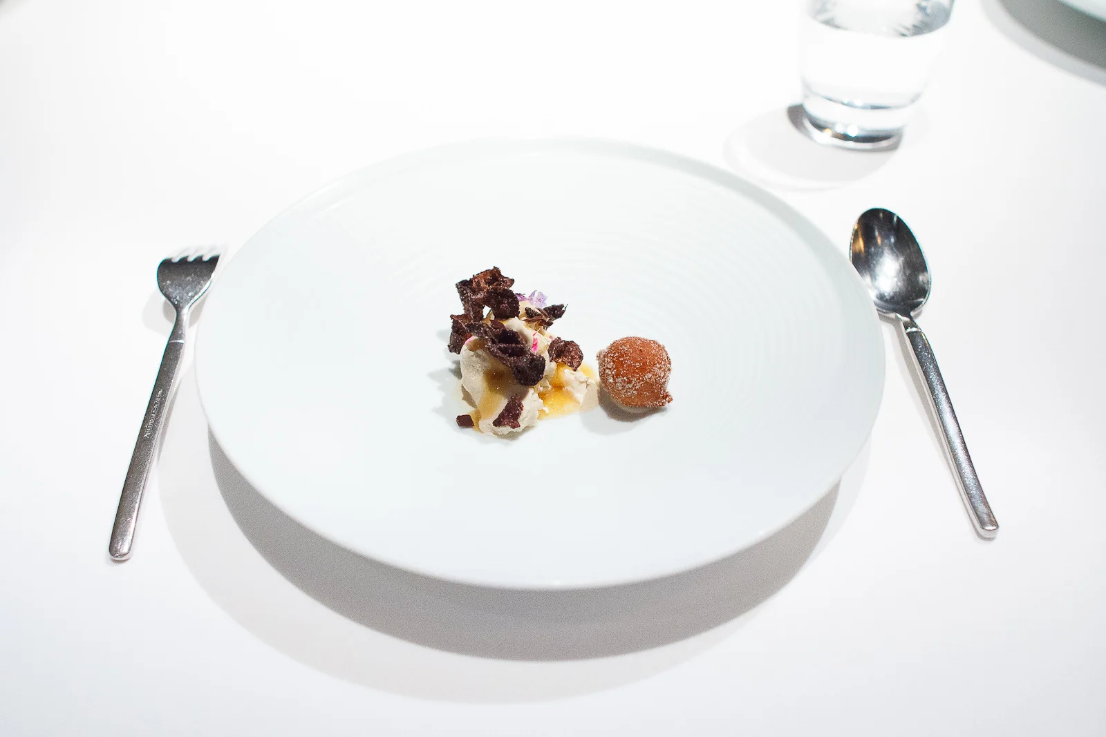 20th Course: Pine nut pudding with maple gelatin, candy cap ice