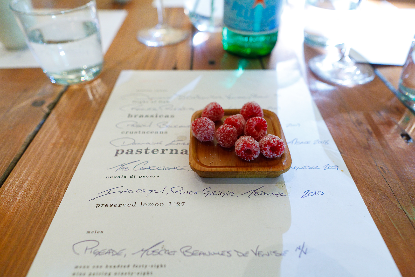 Petits fours: candied raspberries