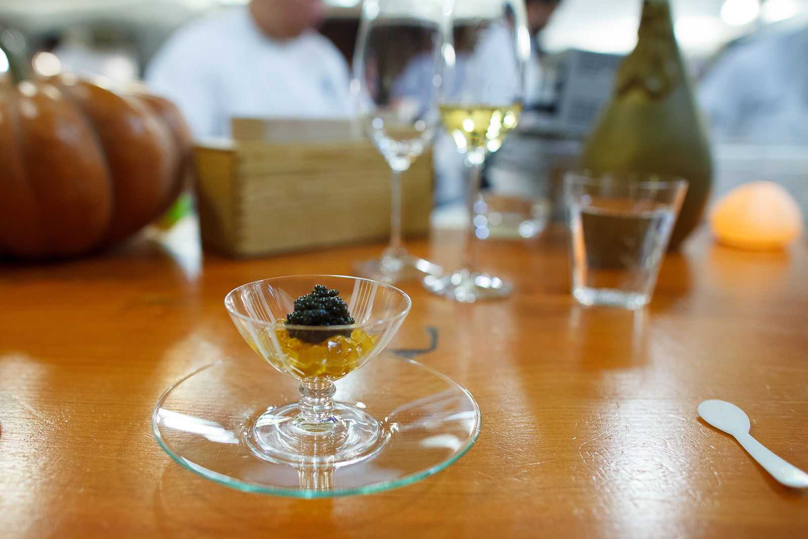 3rd Course: Sea urchin & reserve caviar, ember roasted chicken g