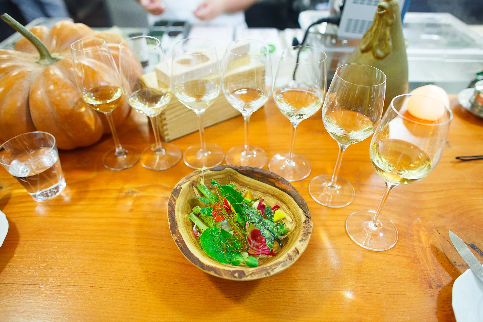 11th Course: Crudités, pig fat ravioli (filled with smoked crem