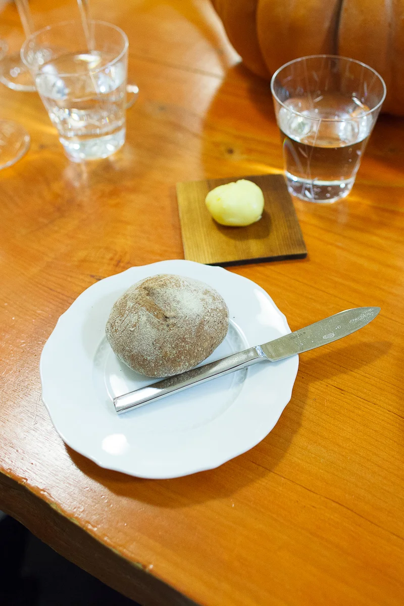 Olive bread and house-churned butter