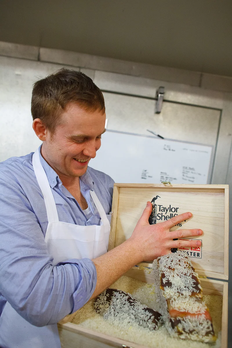 Chef Joshua Skenes presents bluefin tuna hams, smoked and aged f