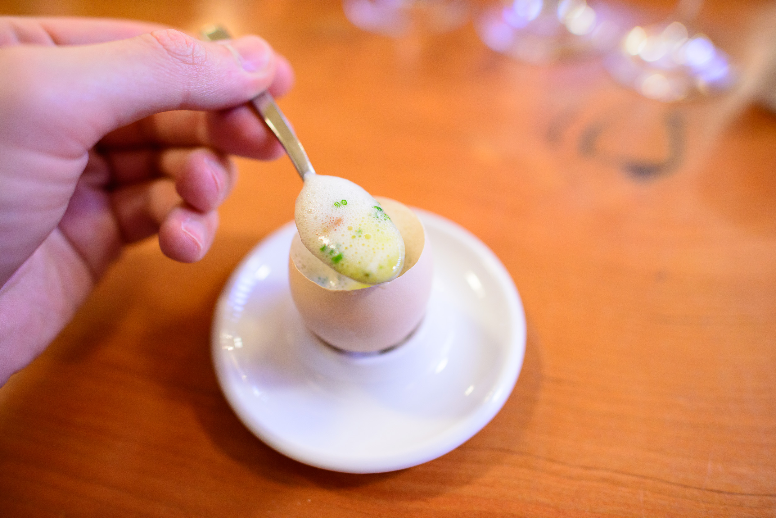11th Course: Slow-poached egg with ragoût of leeks roasted over