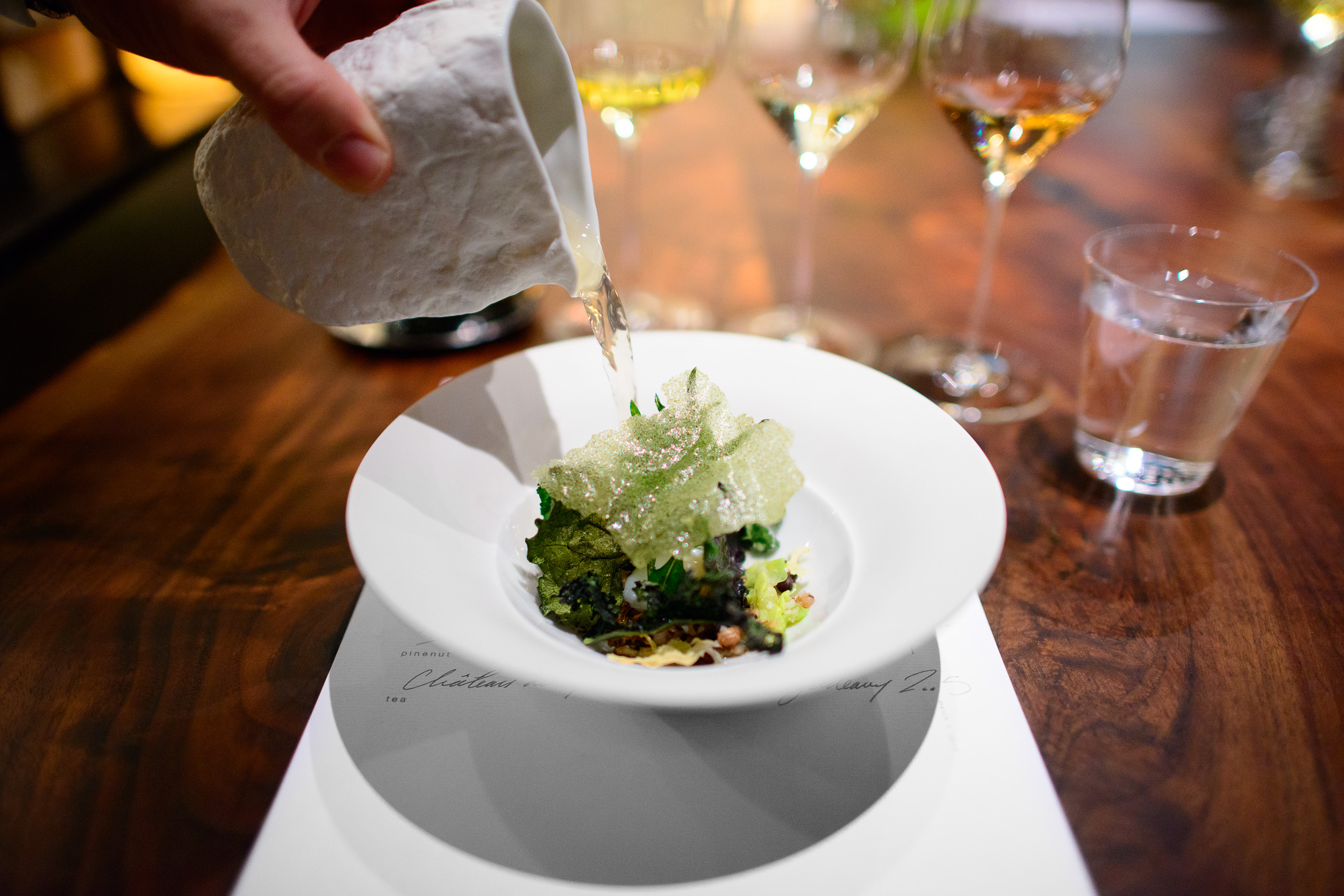 12th Course: Brassicas, each leaf dehydrated over the embers, wi