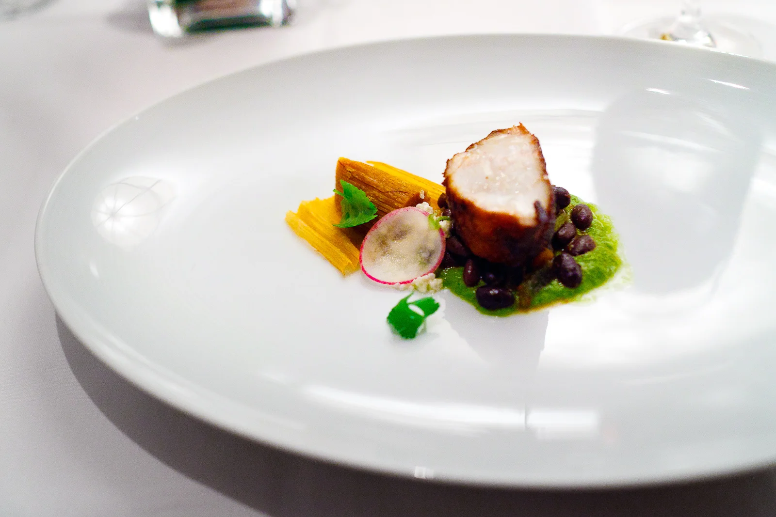5th Course: Monkfish, black beans, cilantro, tamal