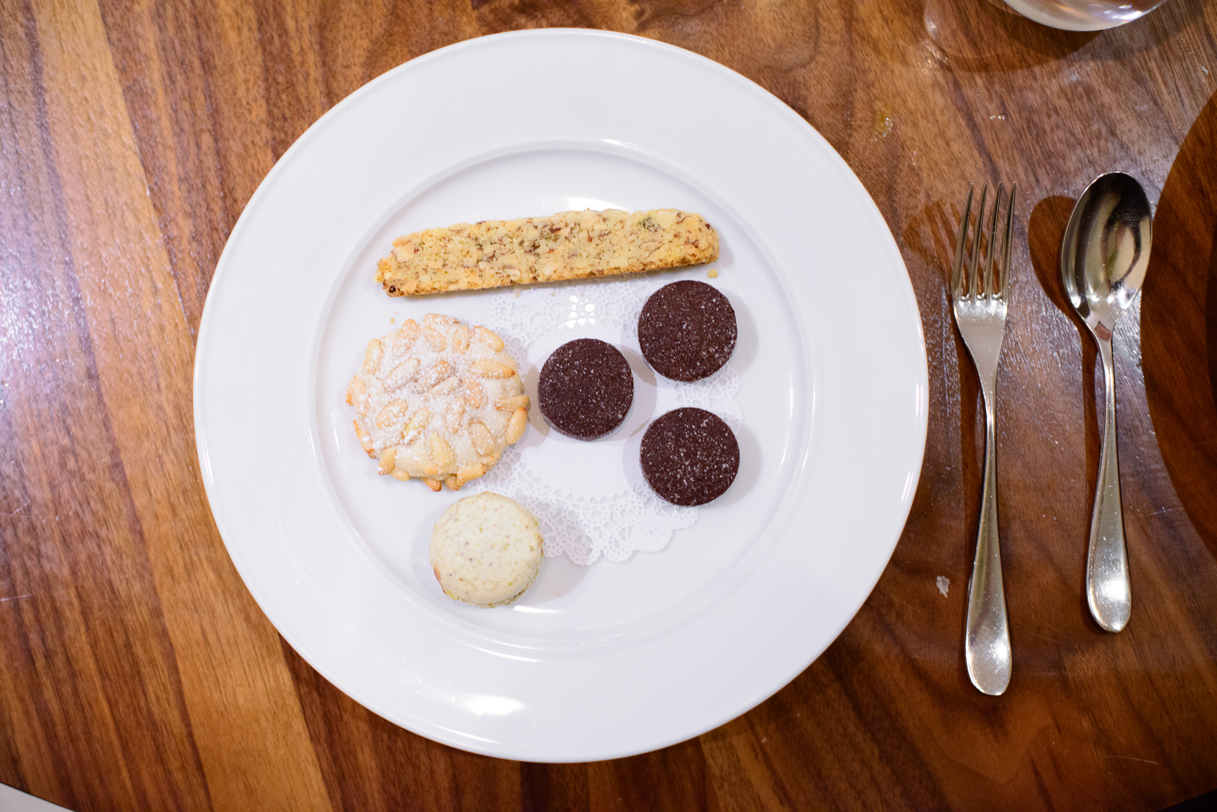 "Biscotti" - Almond anise, pignole, chocolate shortbread, and pi