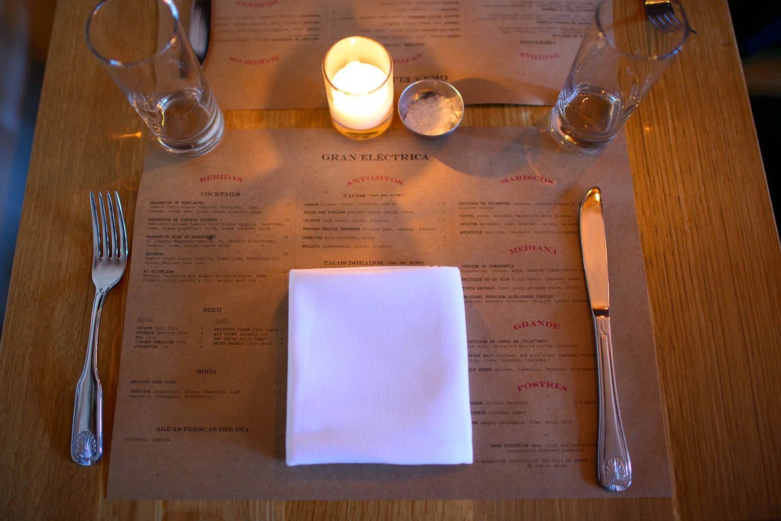 The menu