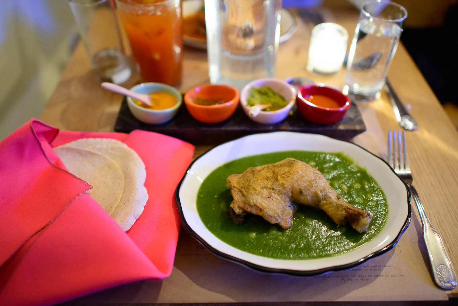 Mole verde - chicken, tomatillo sauce, epazote, hoja santa