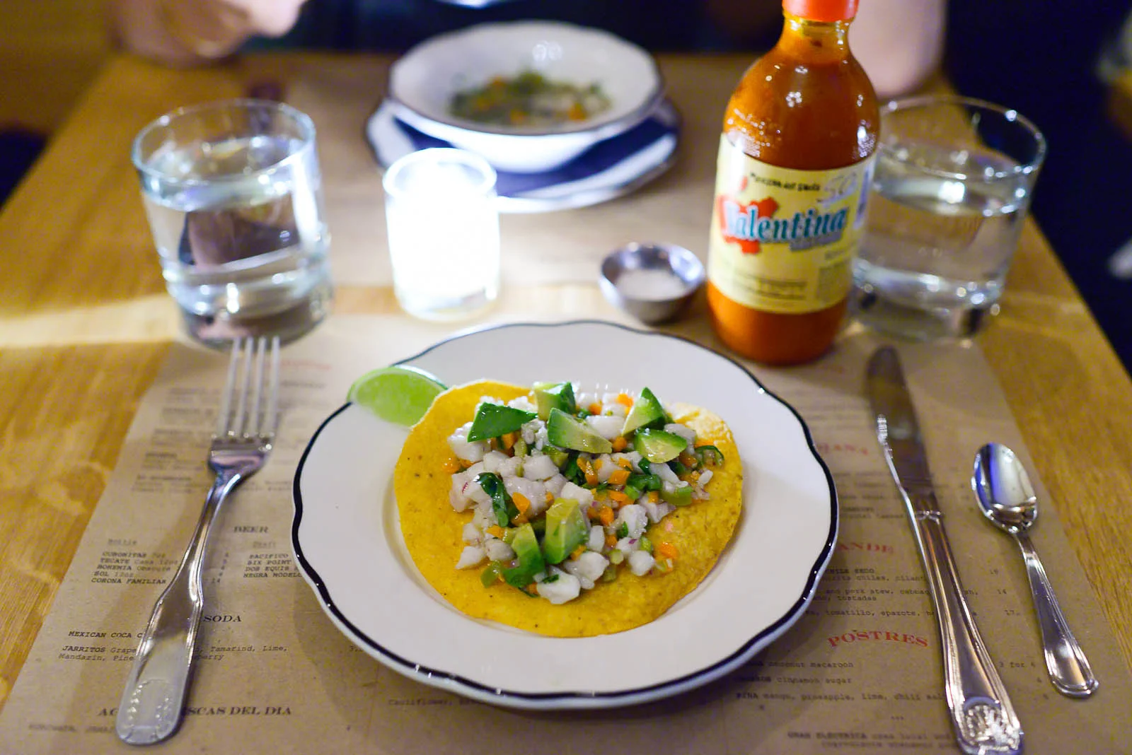 Ceviche - mackerel, lime, avocado, carrot, jalapeño ($7)