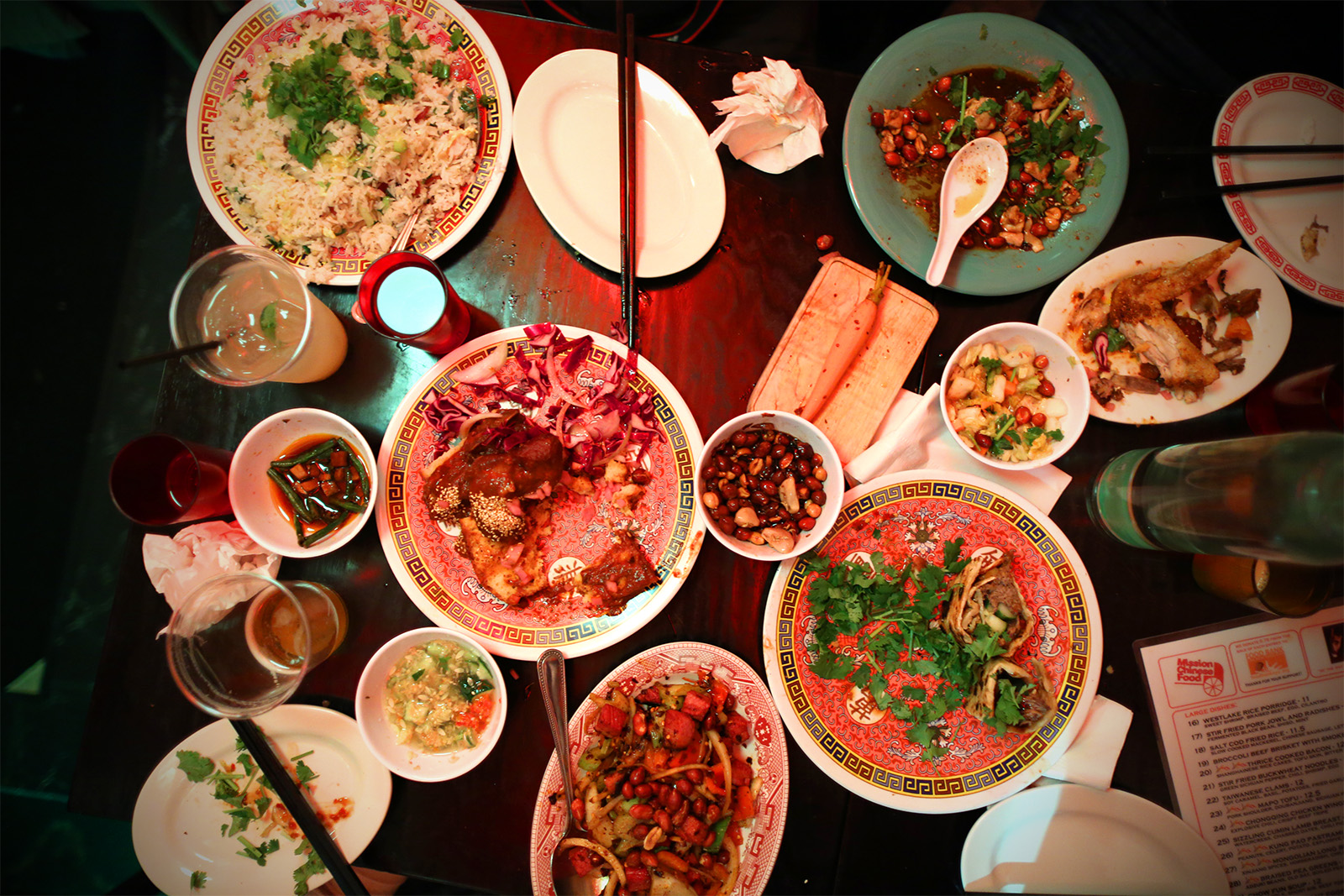 Table of Food_ Salt cod fried rice, Beijing vinegar peanuts, Tingly tea smoked chicken, Chongqing chicken wings, Beijing beef pancake.jpg