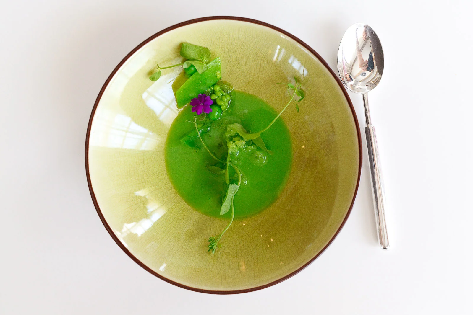 8th Course: Peas with ice plant and wasabi "caviar"