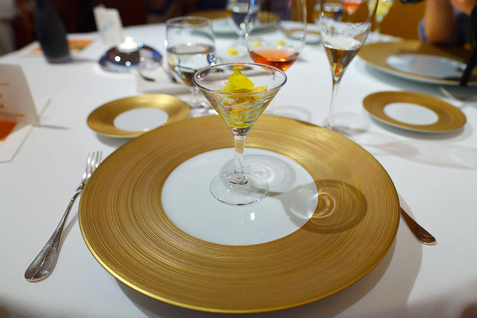 Amuse bouche: Yellow dressed quail egg