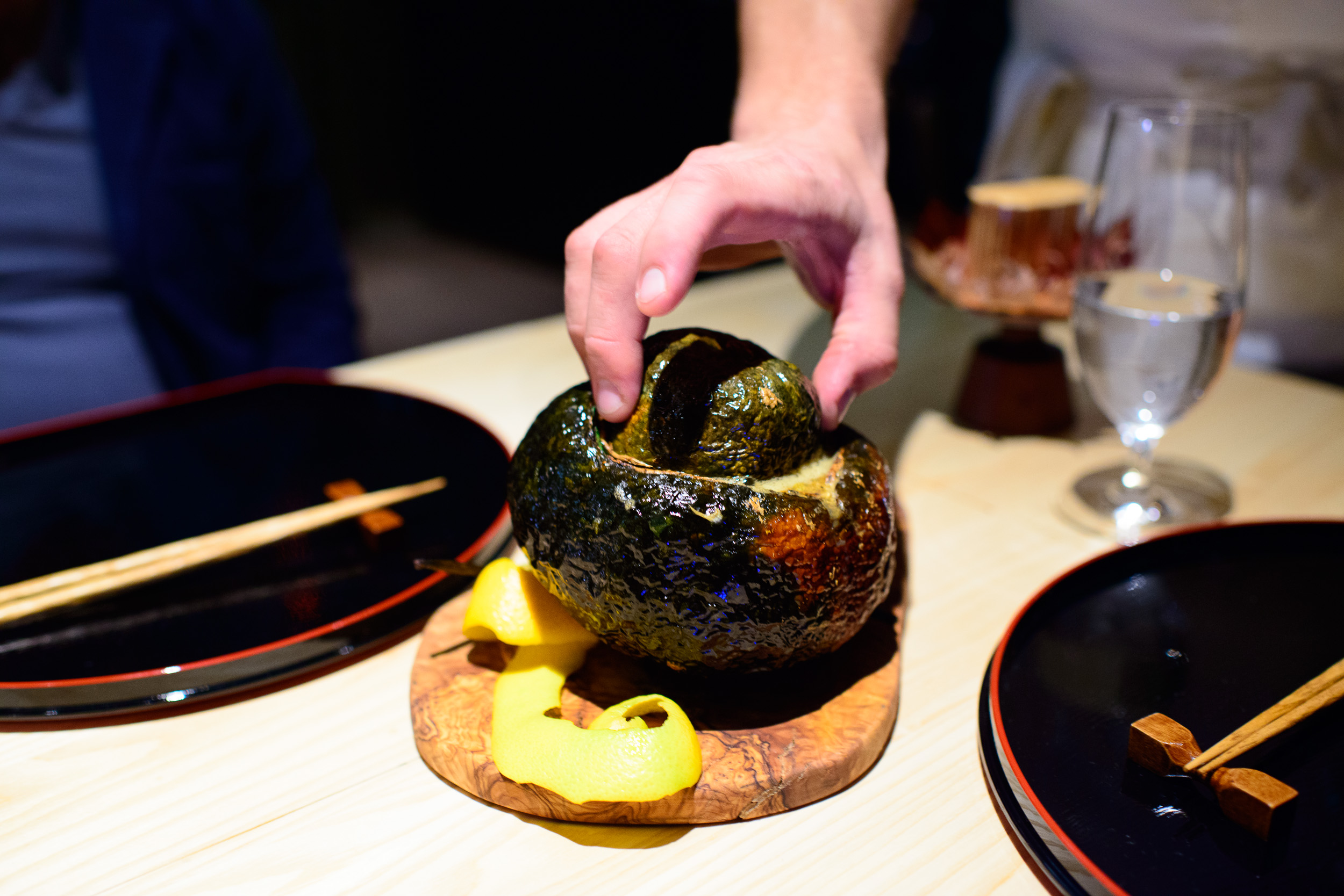 12th Course: Kabocha, enoki mushroom, ginger (paired with albert