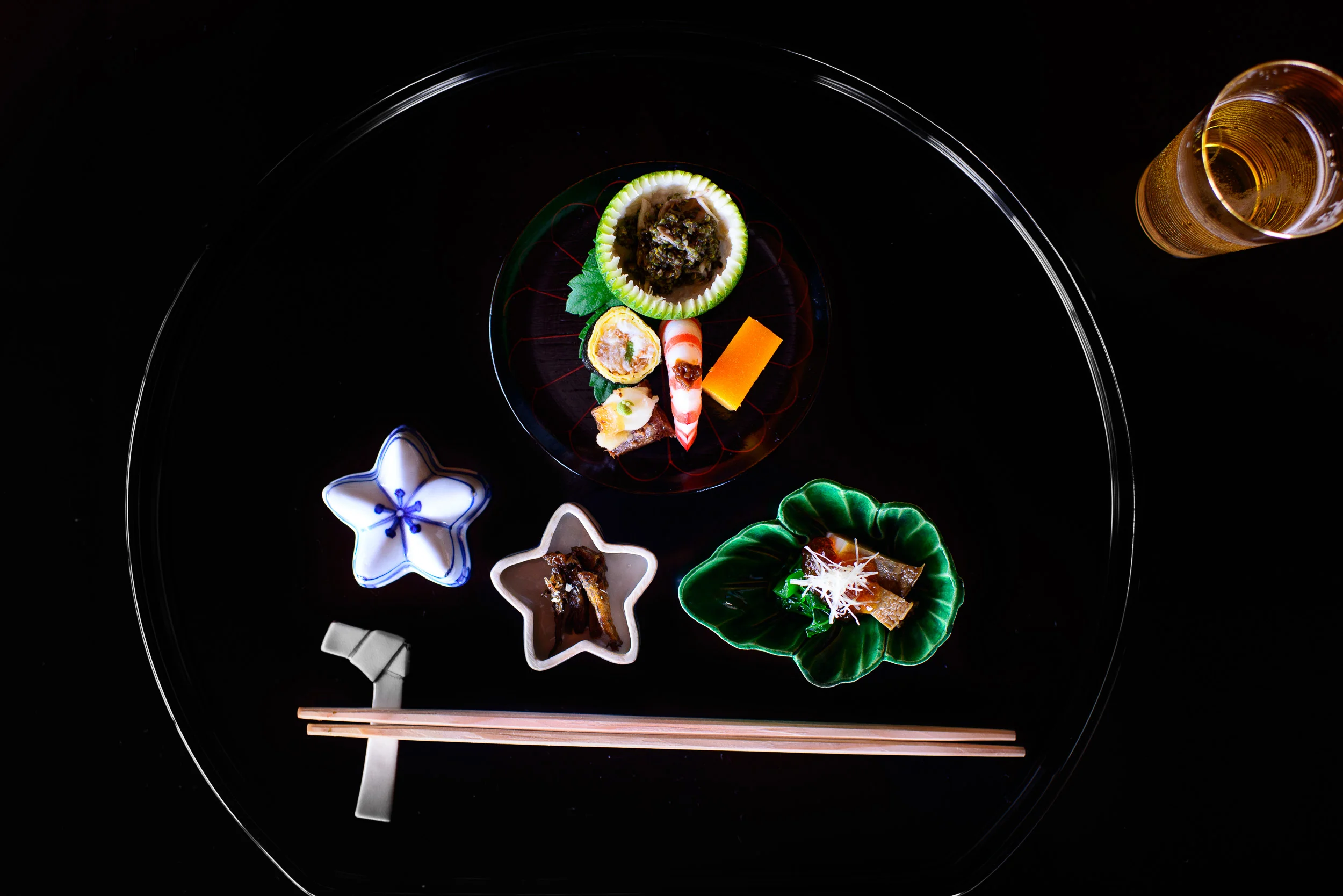 7th Course: Assorted delacicies - field caviar with maitake mush