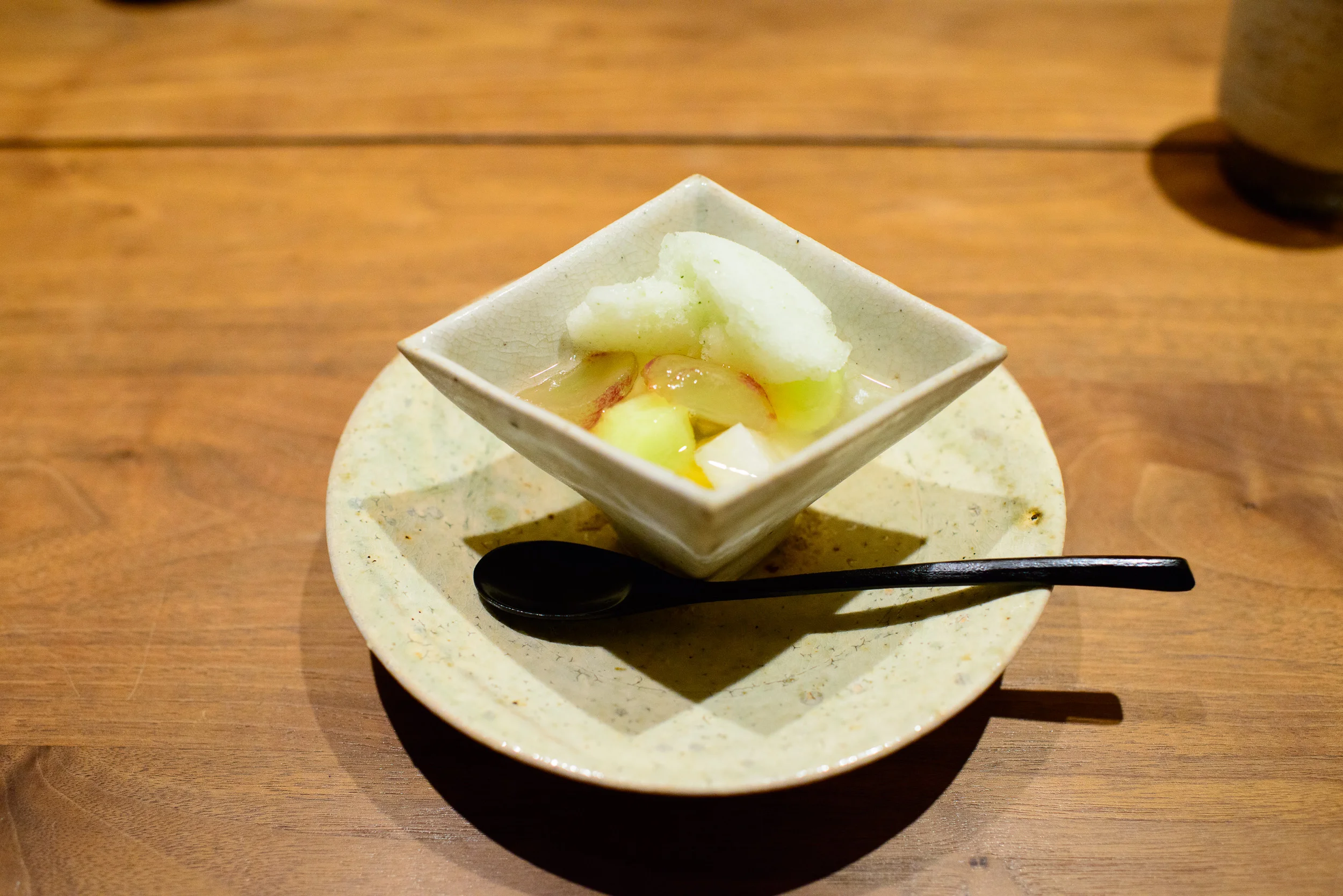 10th Course: Fresh grapes and Japanese pear