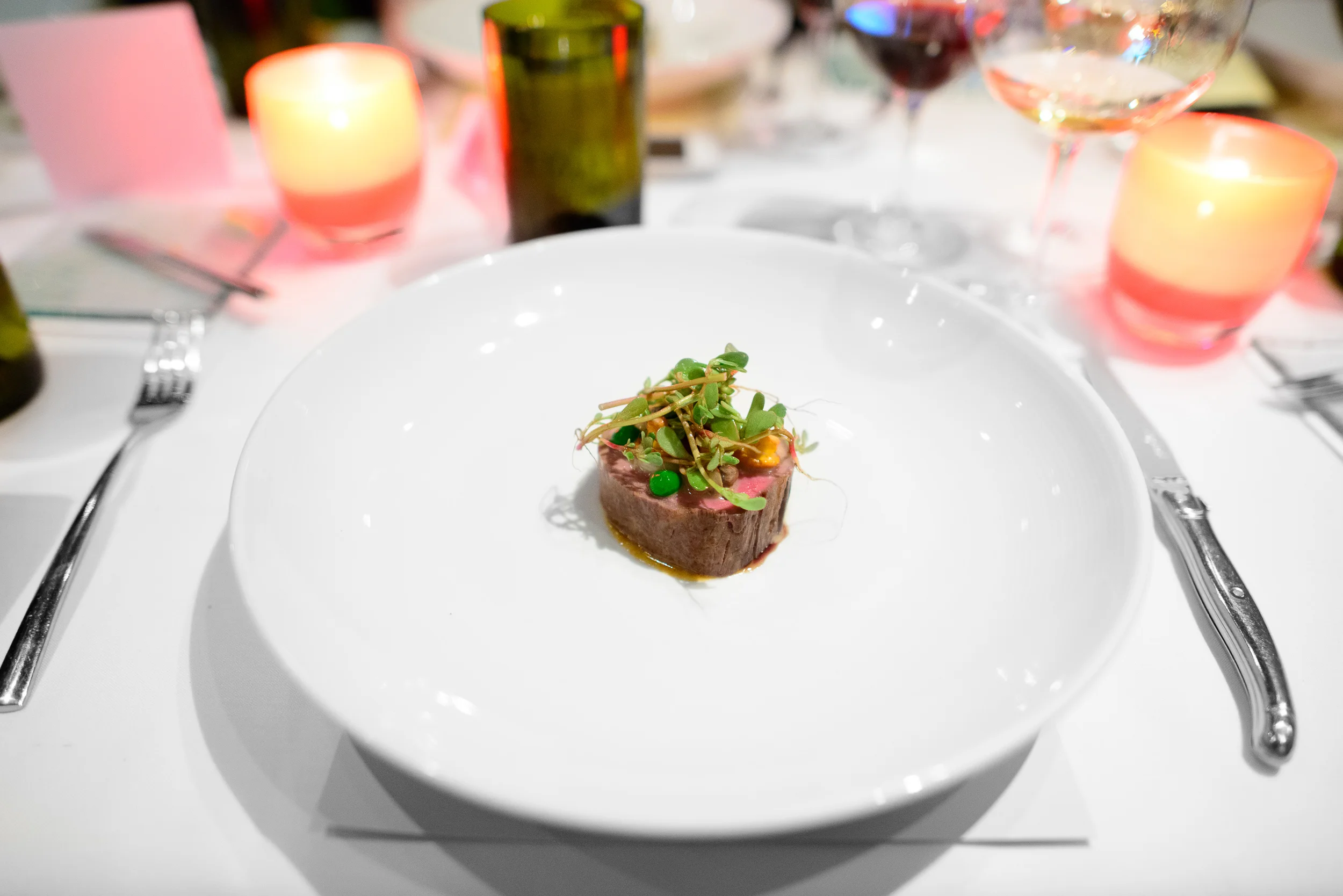 5th Course: Beef tenderloin, garden snails, chanterelles, bone m
