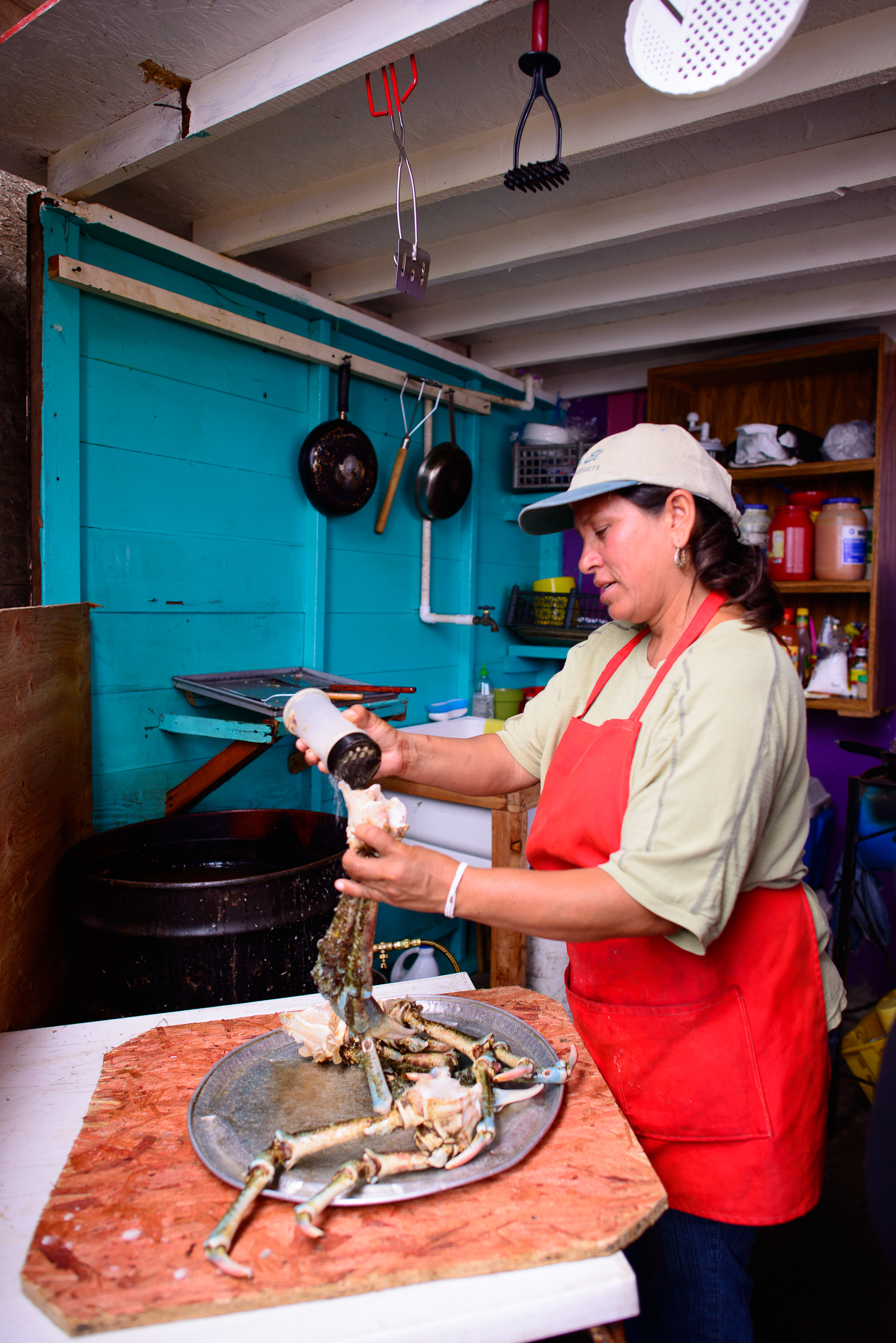 We brought our crab next door to be seasoned and cooked