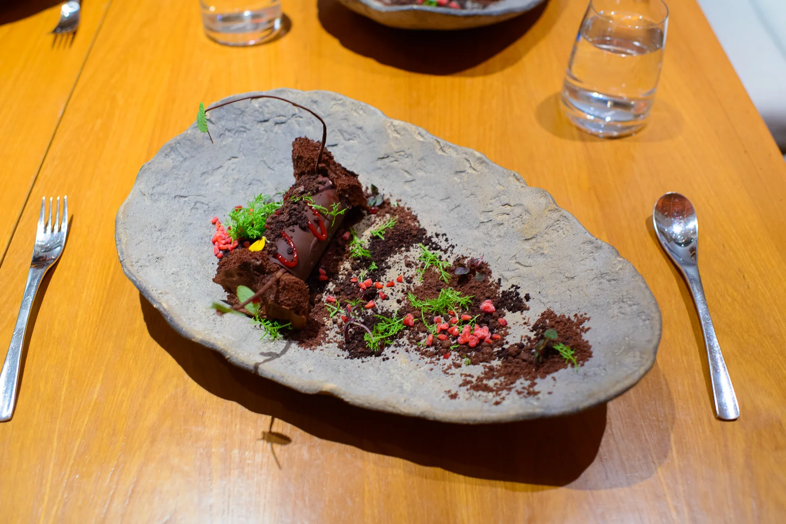 6th Course: "Black forest" - toasted almond, raspberry, various