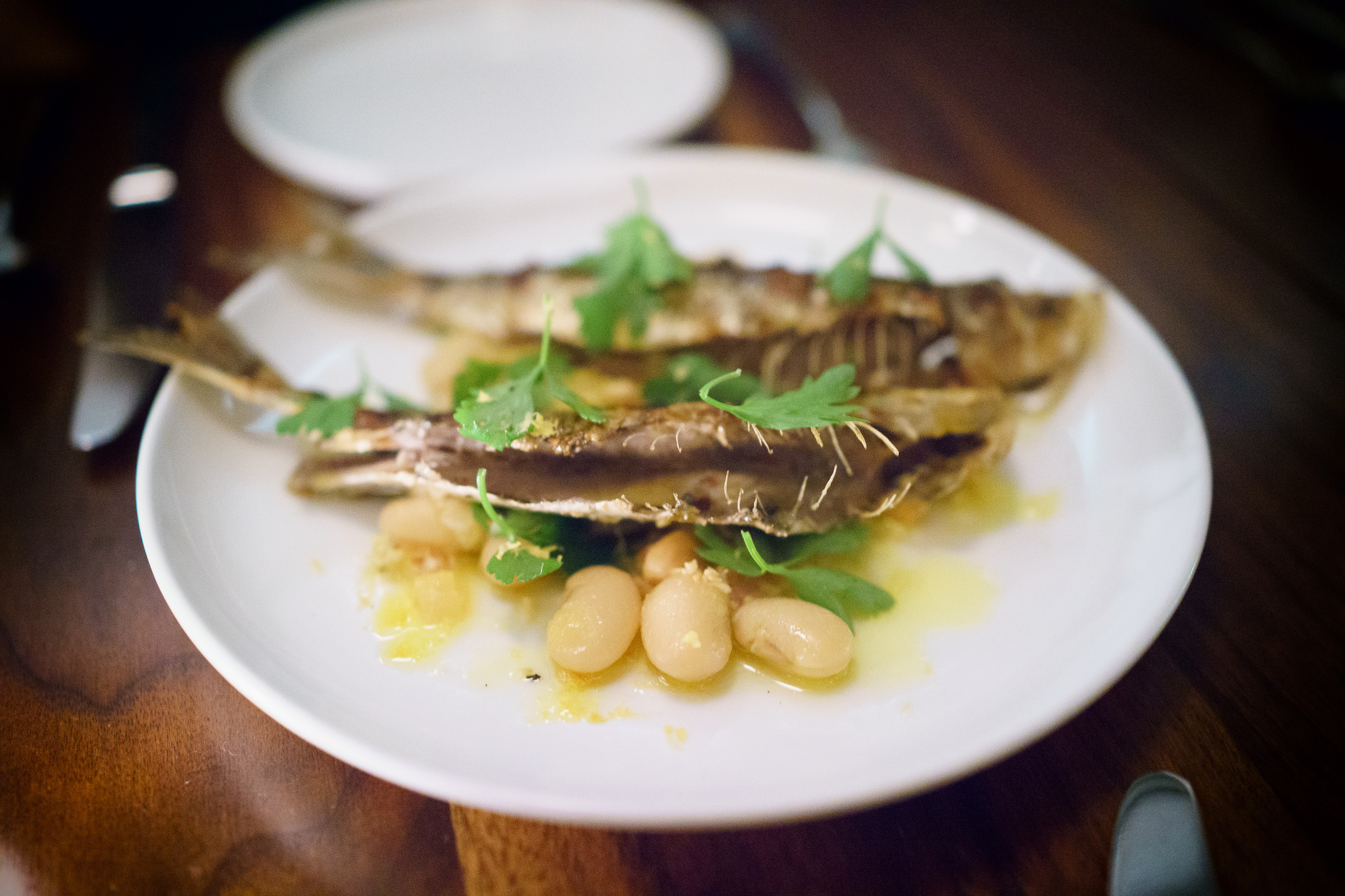 Sardines with preserved lemon, almonds, and beans ($19)