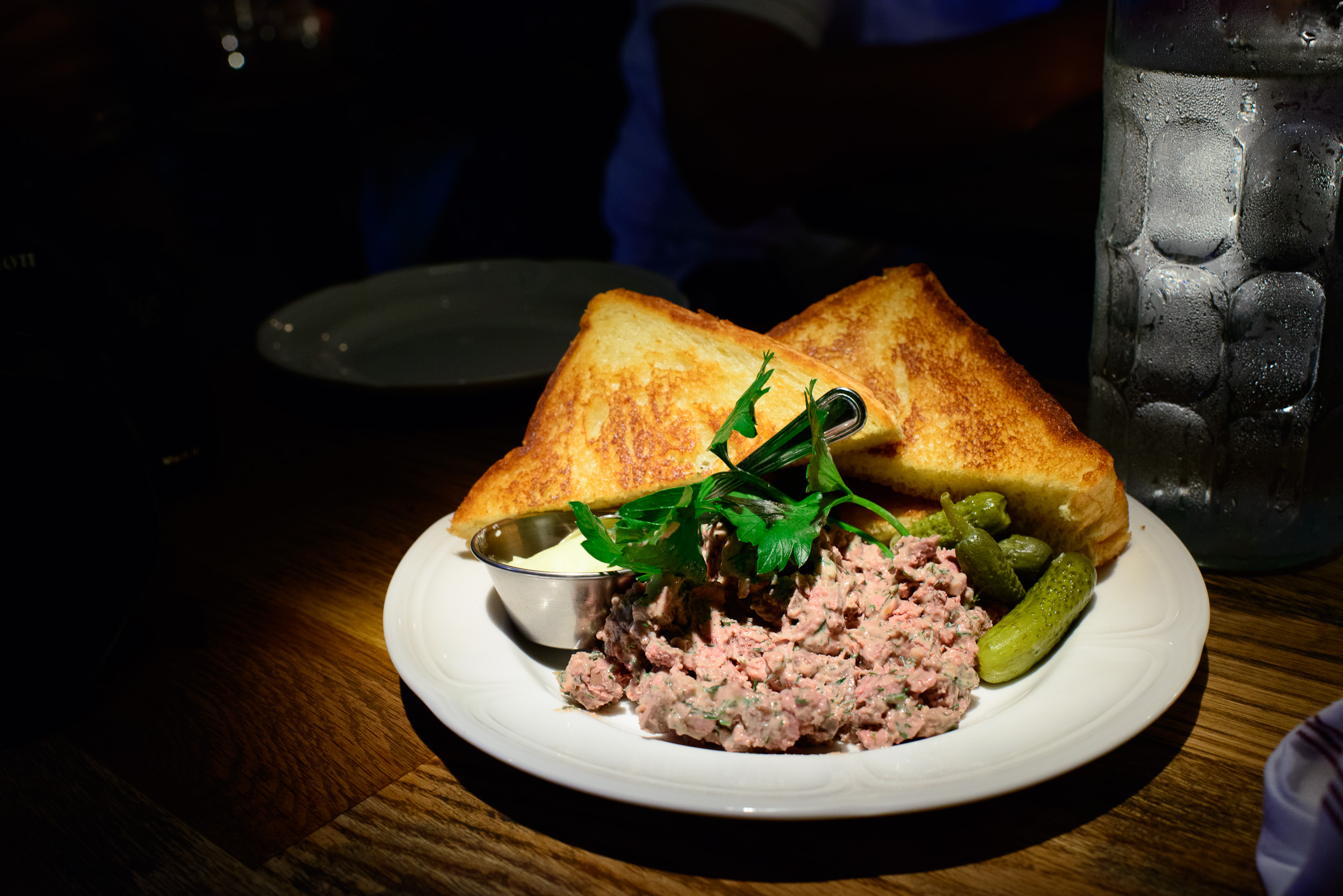 Chopped chicken liver, salted butter and toast ($10.95)