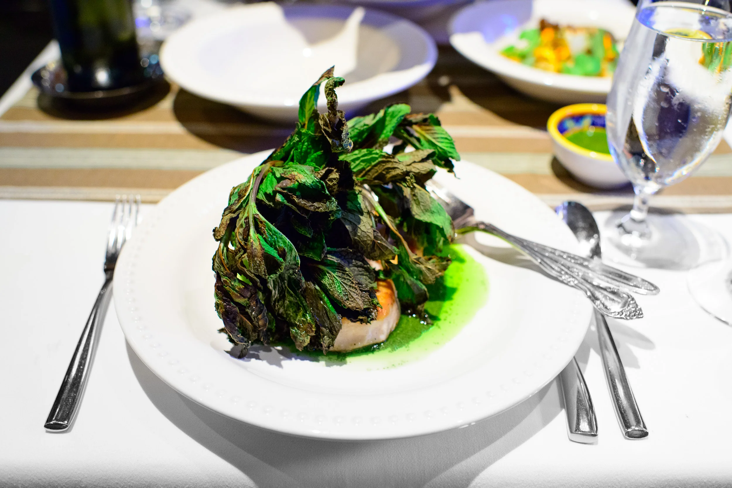 5th Course: Pesce spada (Swordfish with roasted garlic and mint