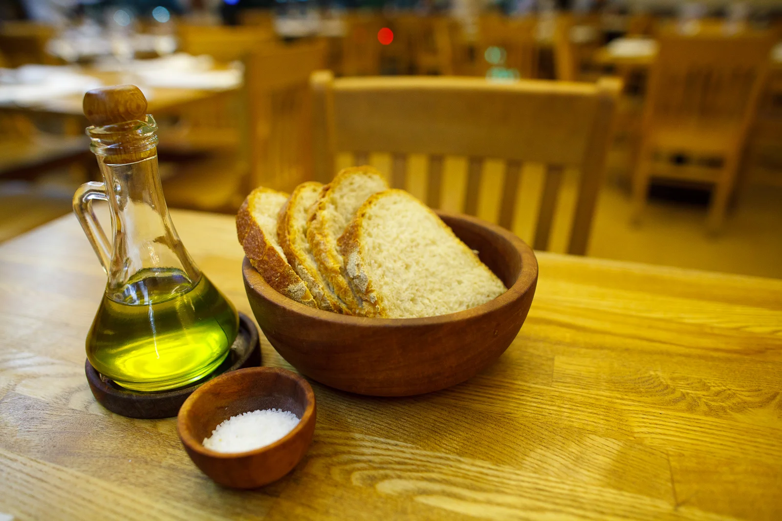 Bread, olive oil, and salt