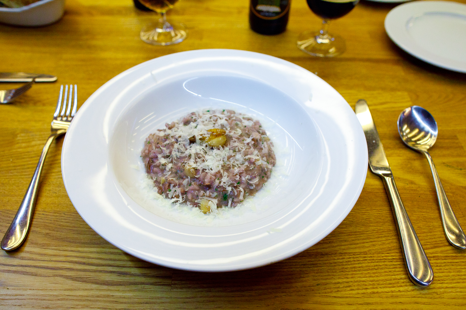 Risotto de tuétano, res braseada y vino tinto (bone marrow risotto with red wine braised beef) (140 MXP)