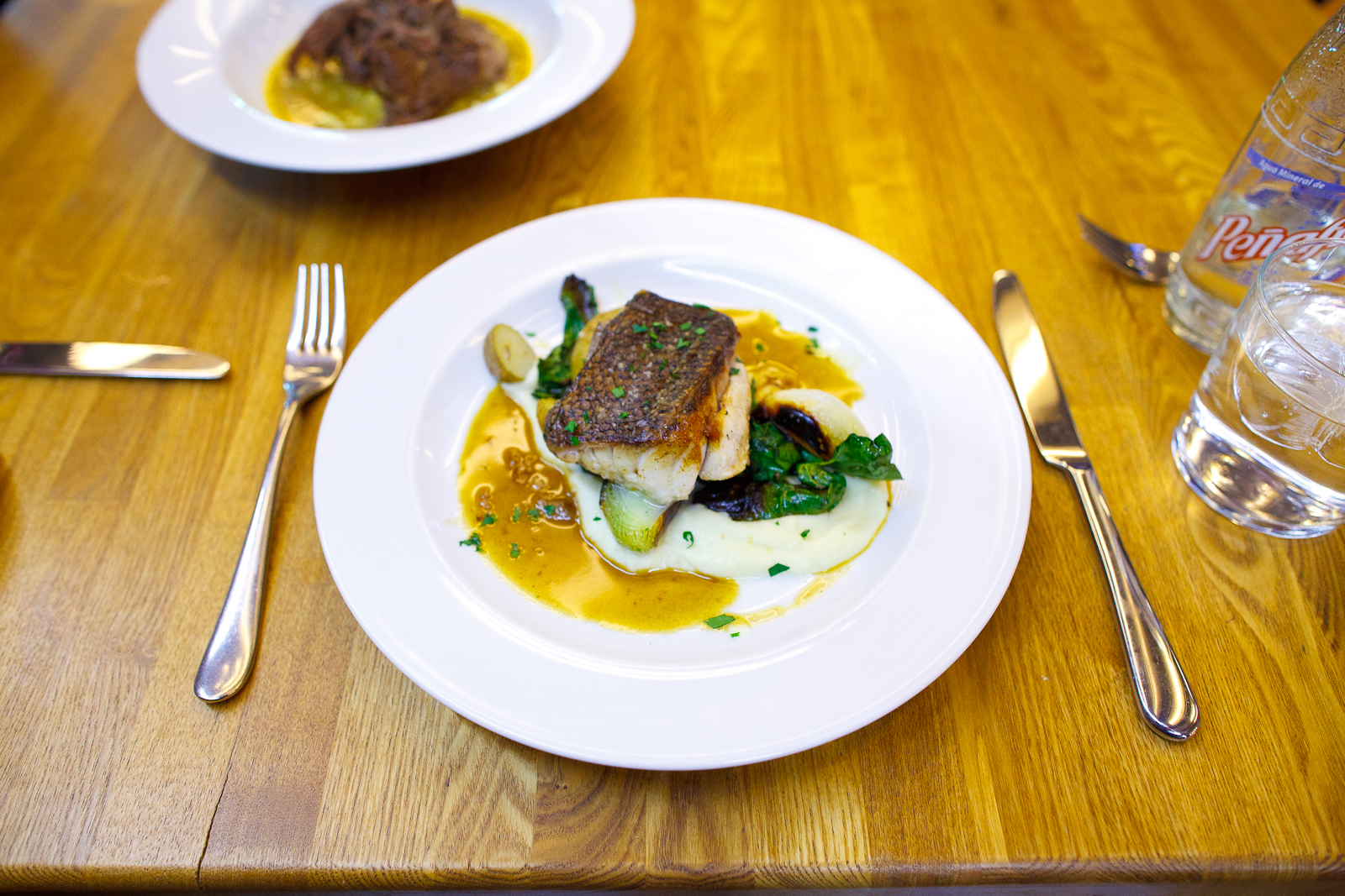 Mero rostizado, coliflor cremosa, papa cambray, y acelgas (roasted grouper with cauliflower purée, cabray potatoes, and swiss chard) (234 MXP).jpg