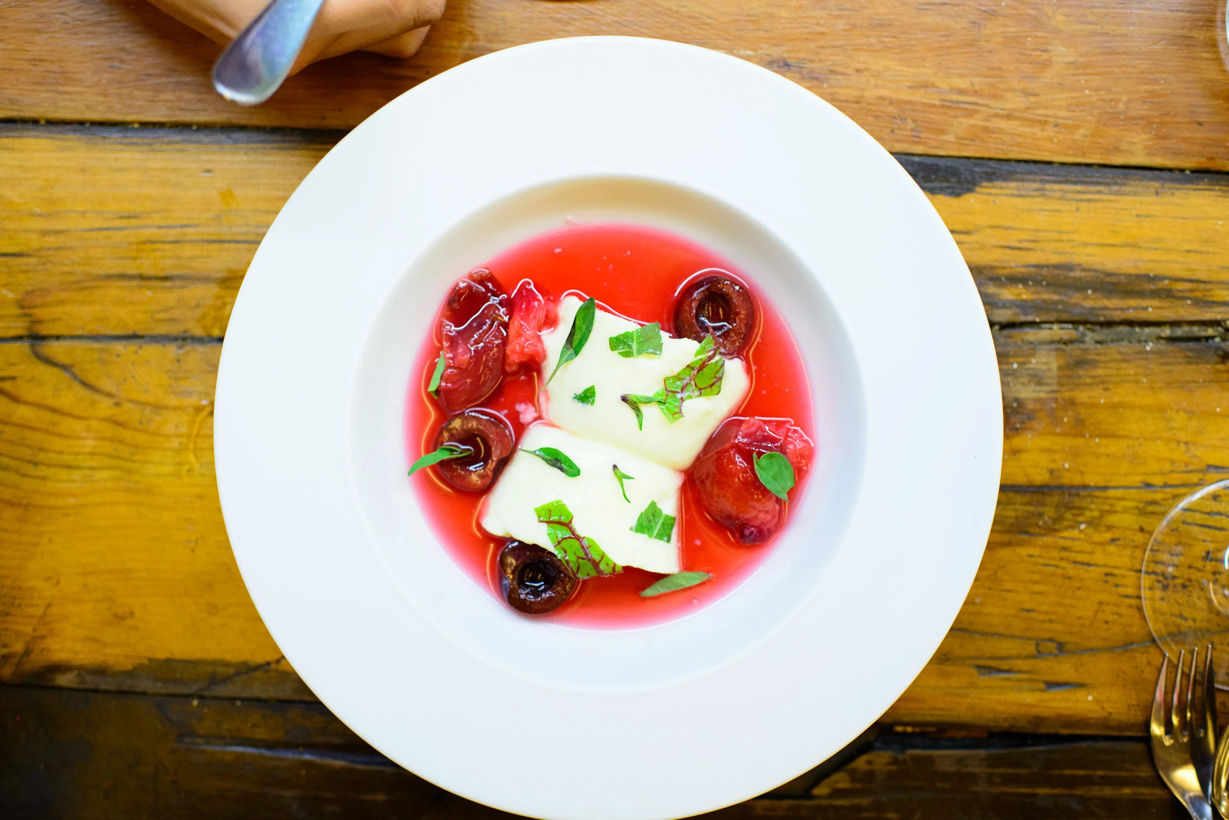 8th Course: Custard with cherry