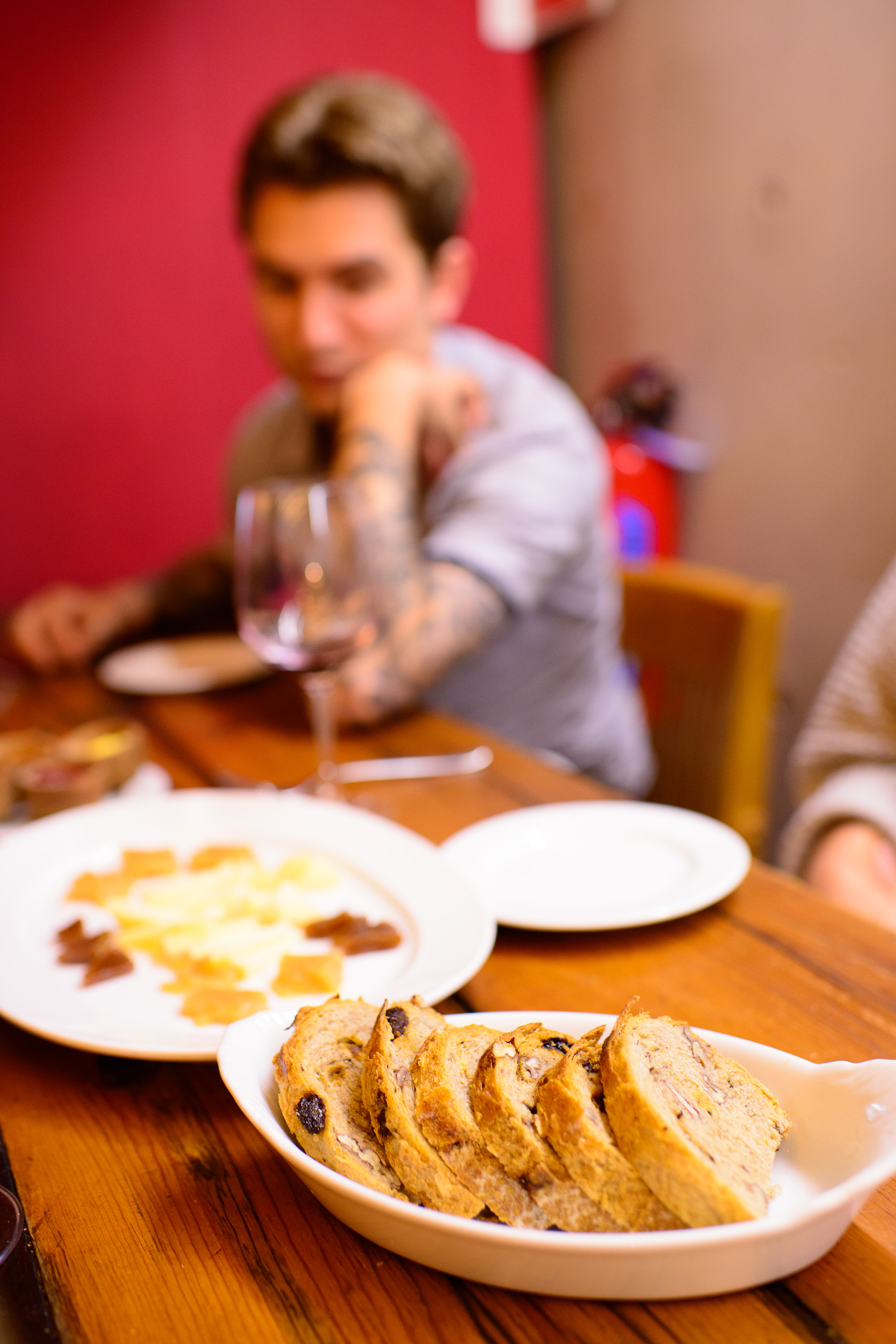 7th Course: Assorted cheeses from the Baja with raisin nut bread