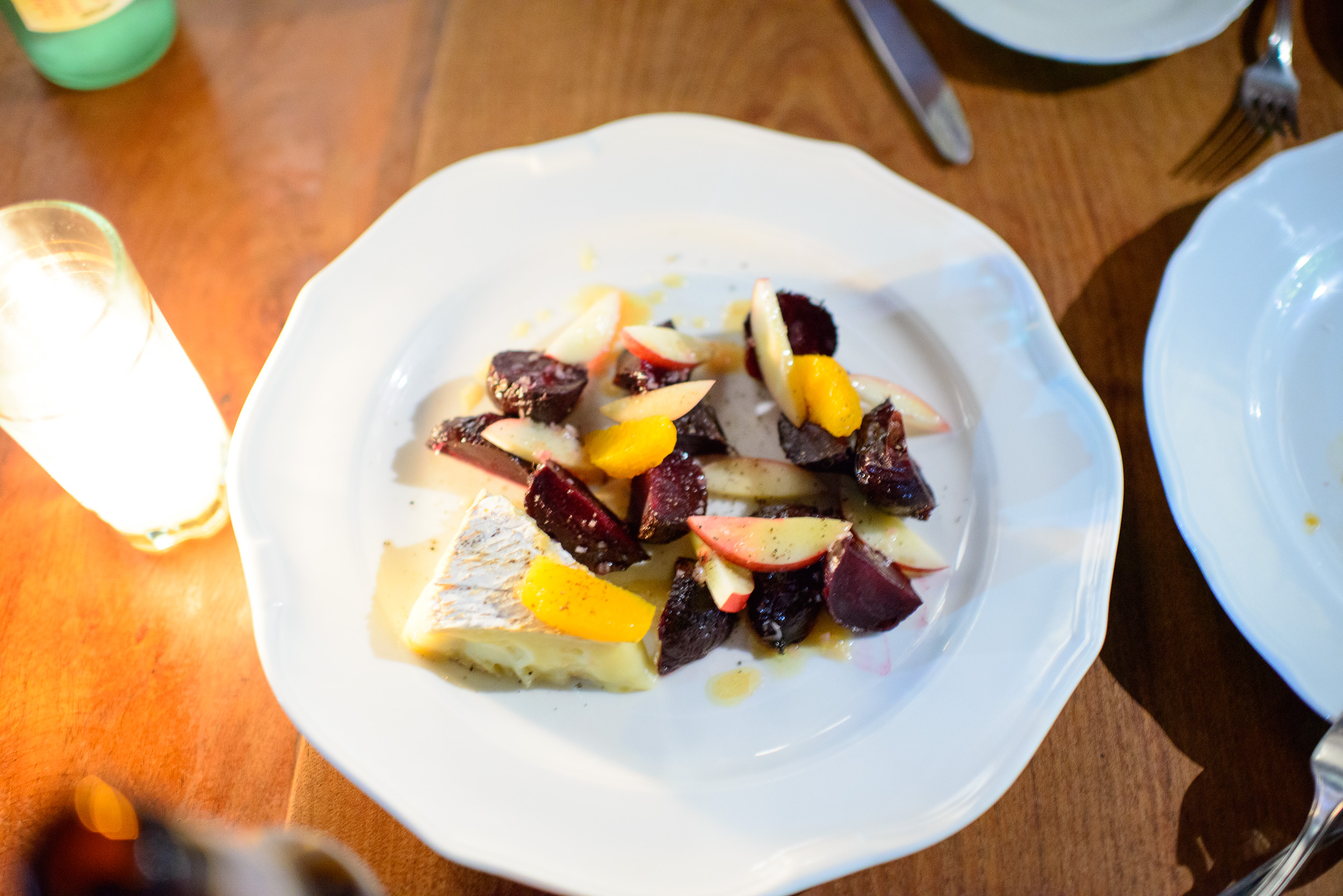 Roasted beets, orange, nectarines, and local cheese