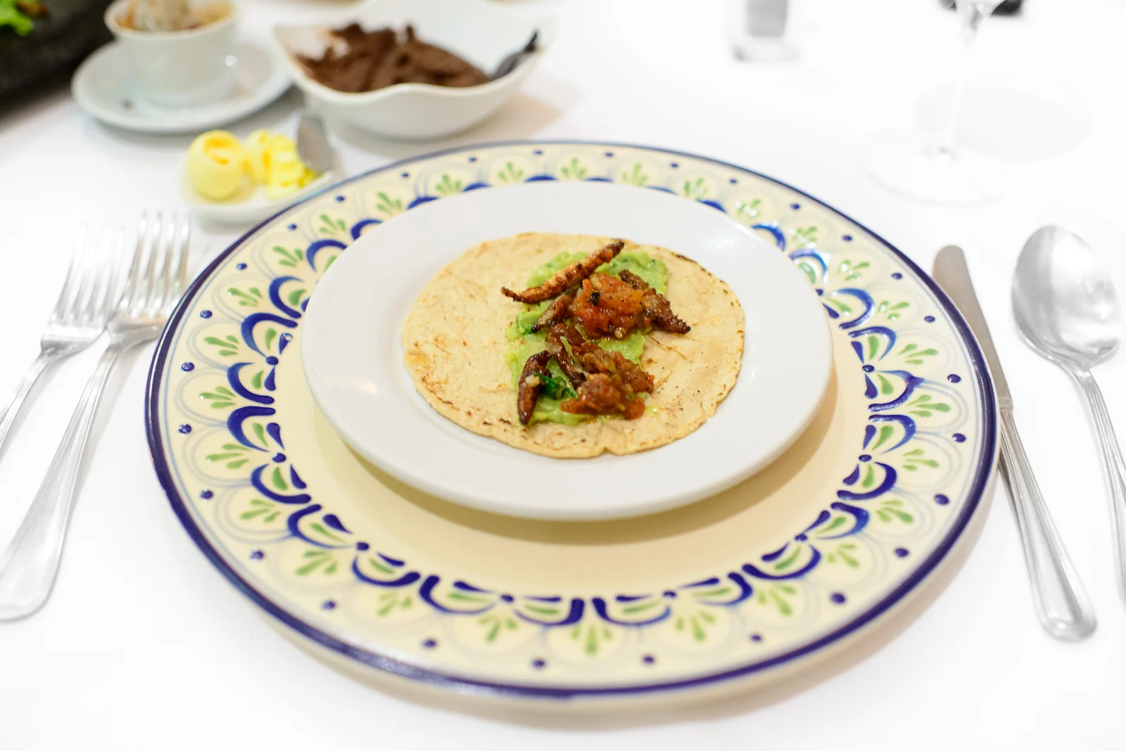 Taco of gusanos de maguey (maguey worms)