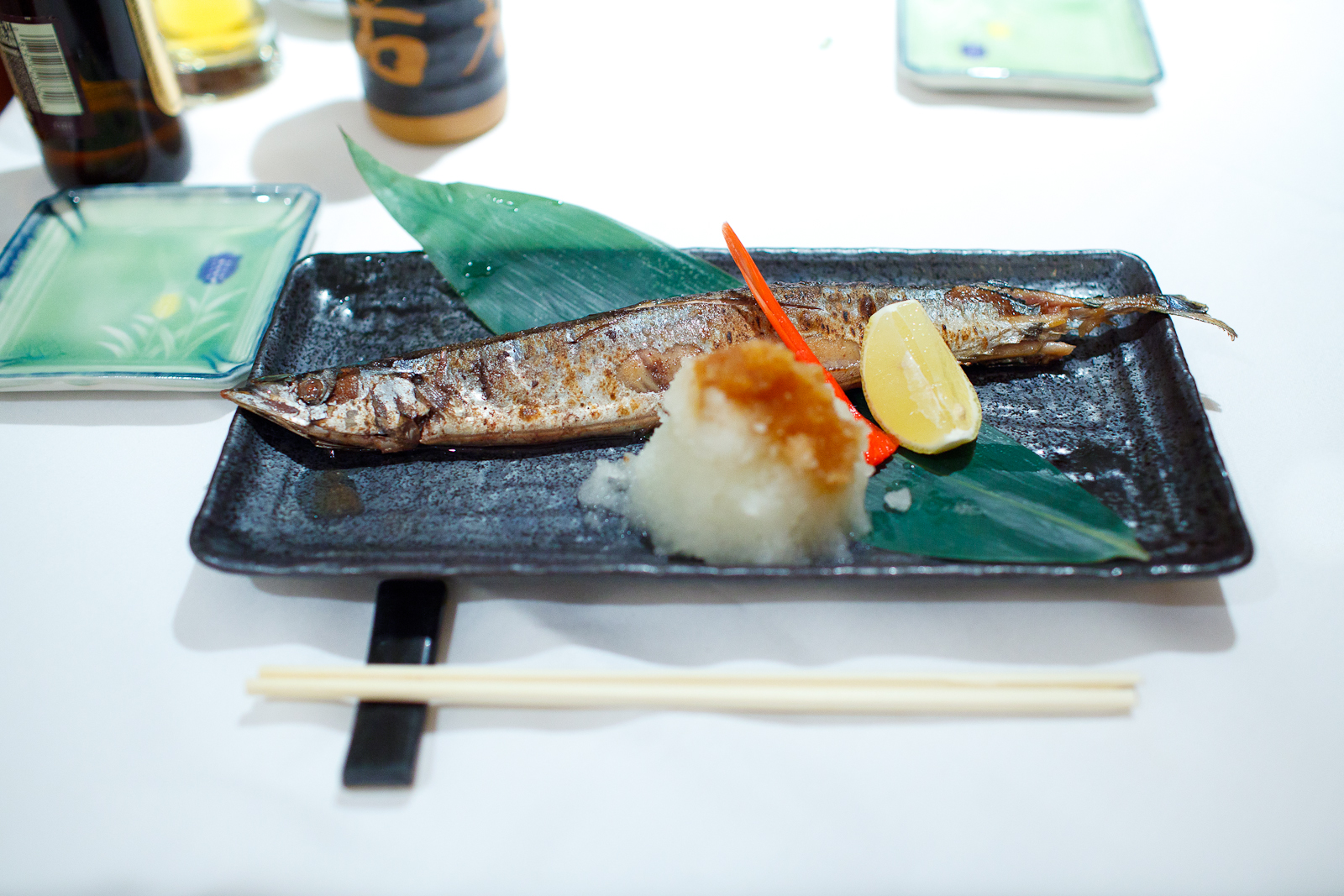 Soy sauce marinated white fish, daikon radish