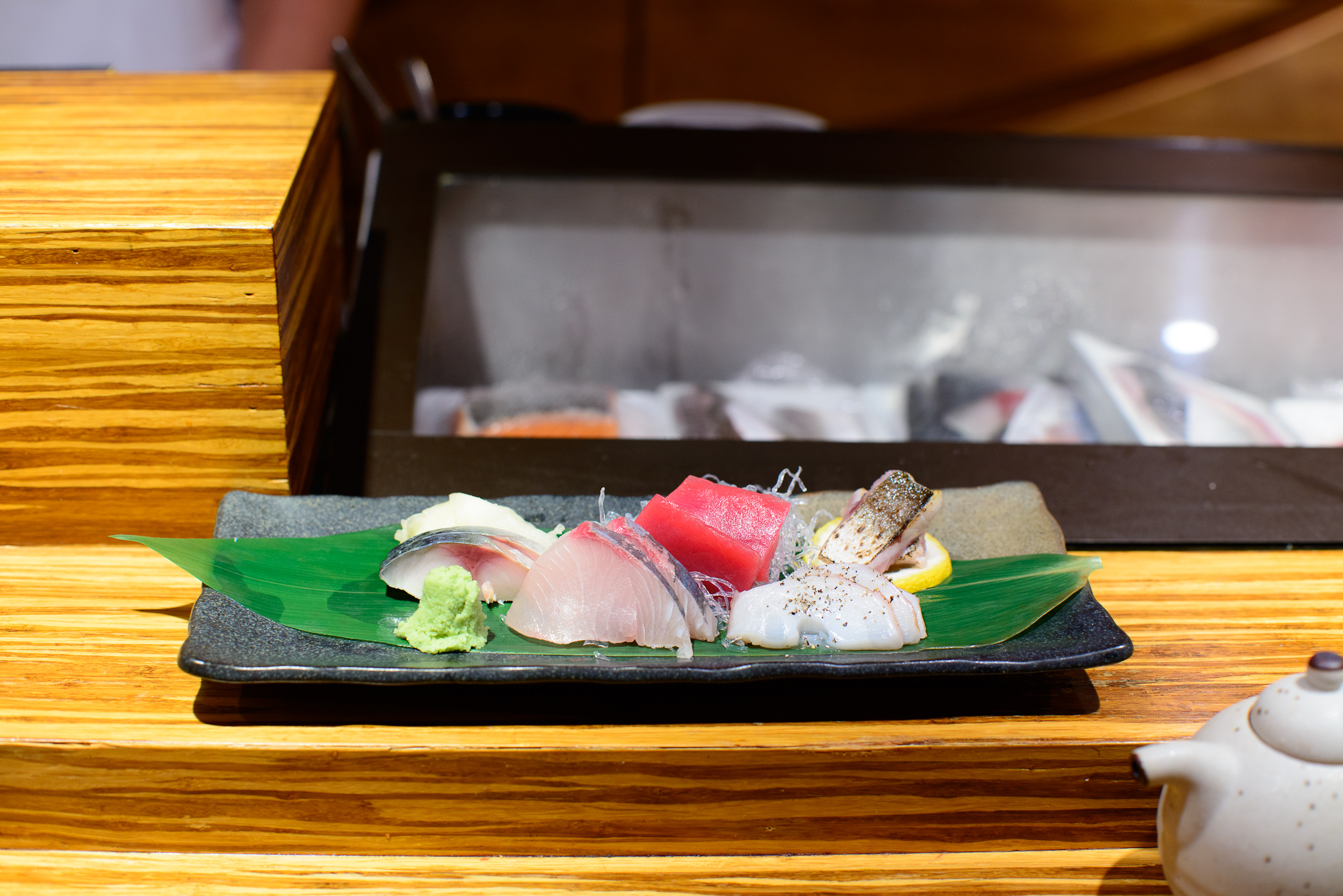2nd Course: Sashimi - mackerel, yellowtail, lean tuna, octopus,