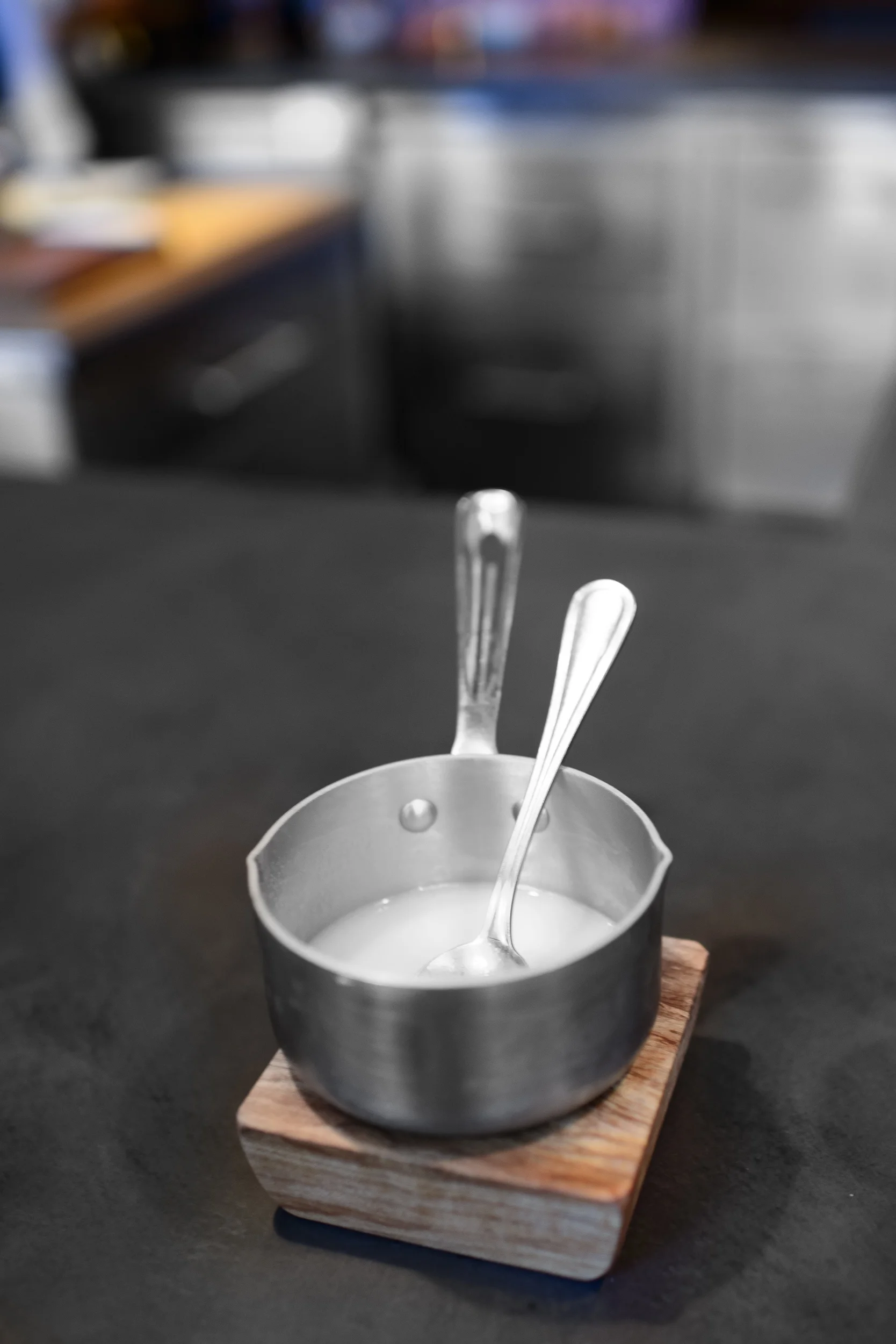Fresh almond milk for the 9th course