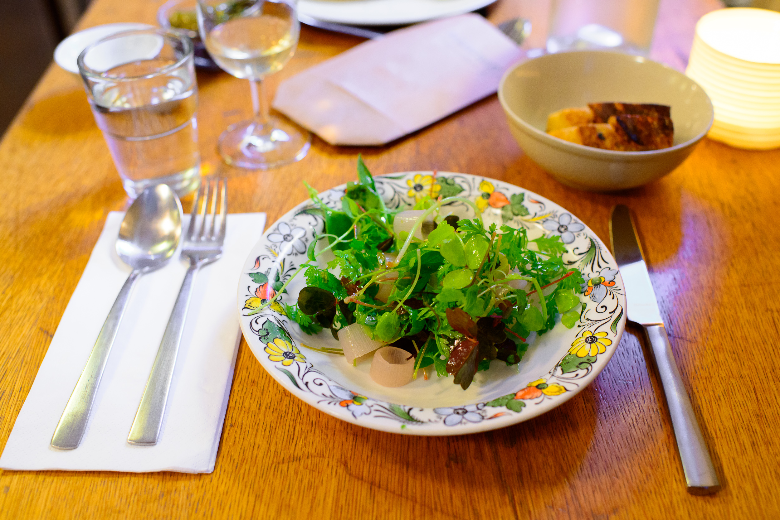 2nd Course: Salad of herbs with pickled shallots