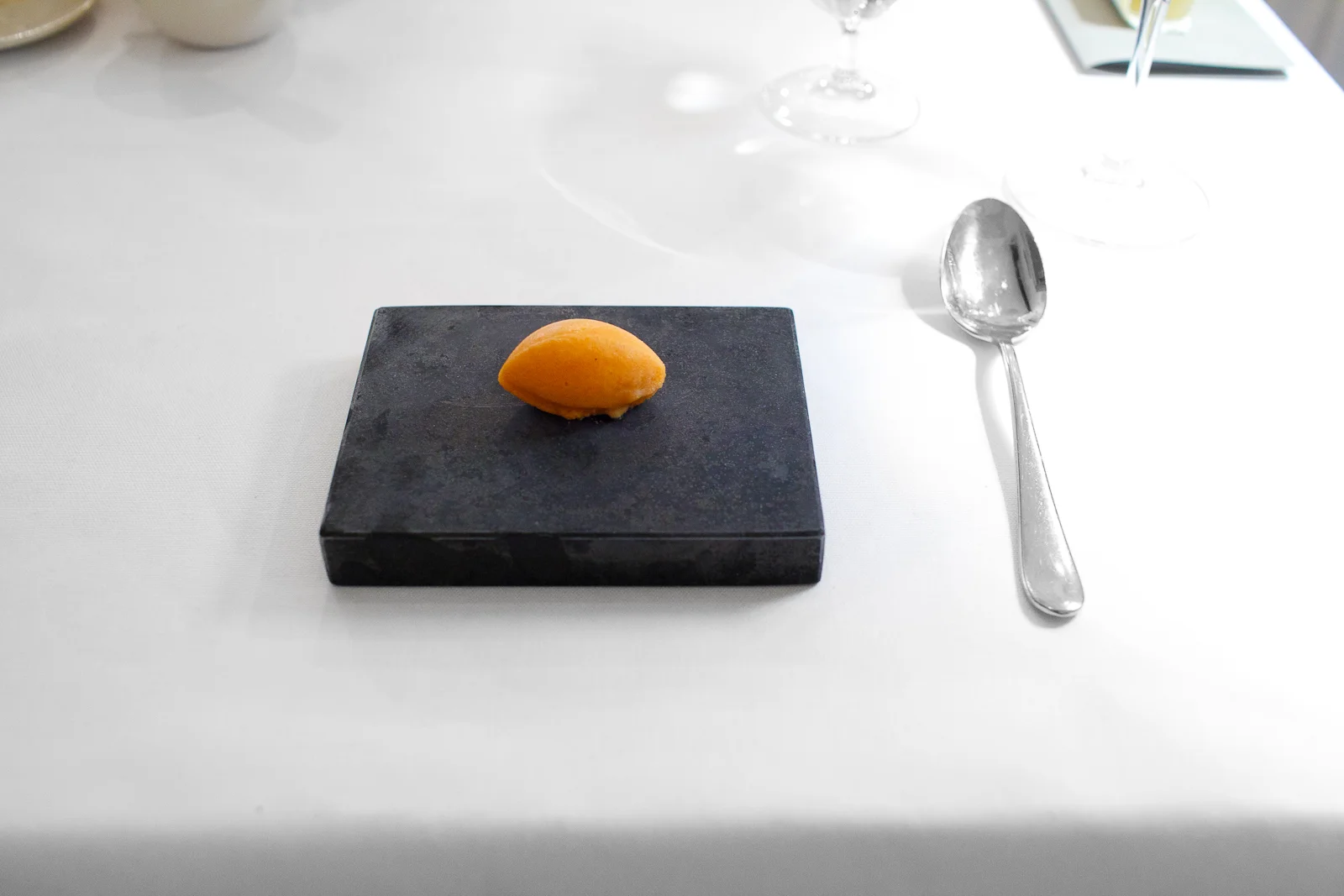 th Course: Frozen rowan berries and apple, flavored with black tea