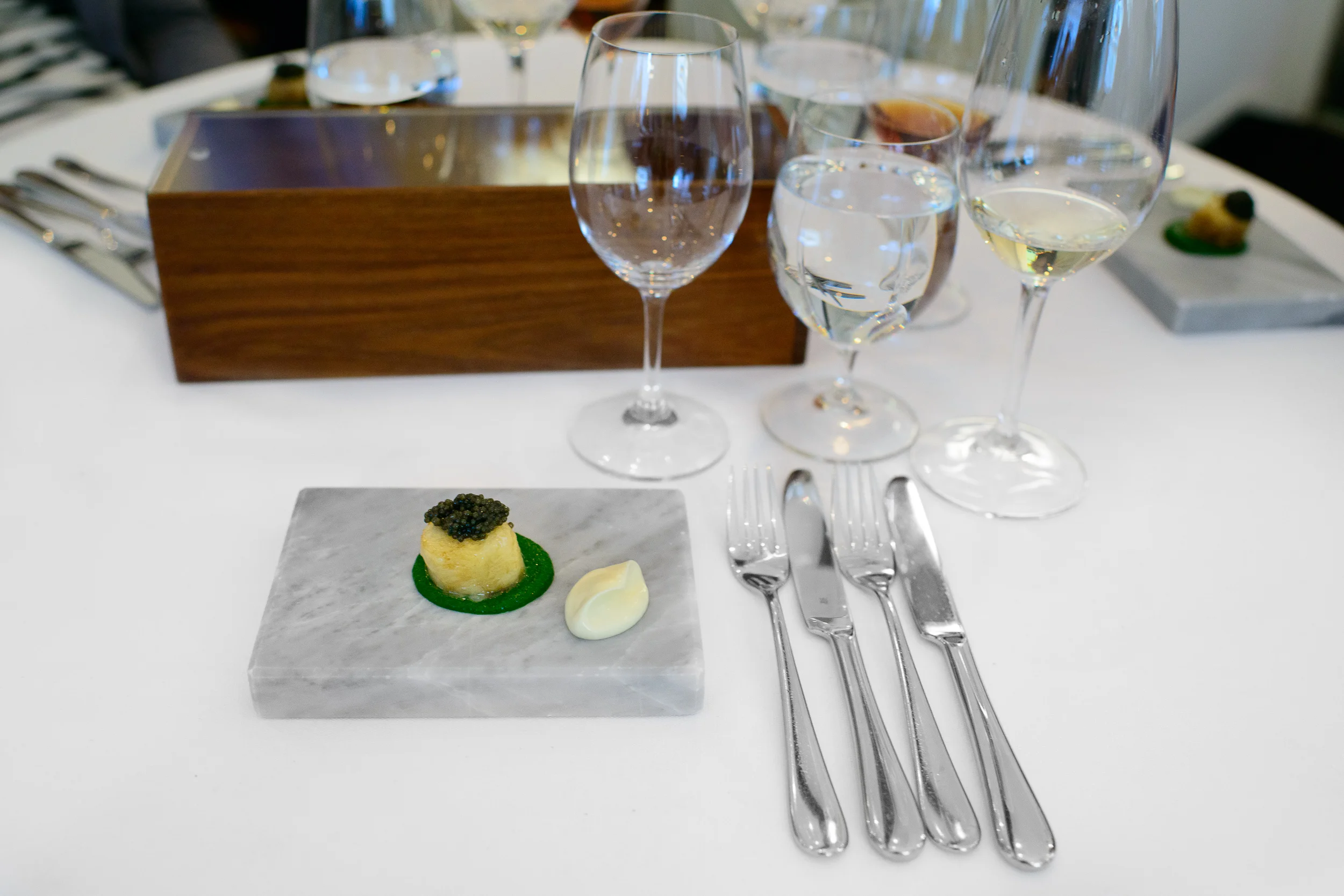 5th Course: Bonemarrow with caviar and smoked parsley