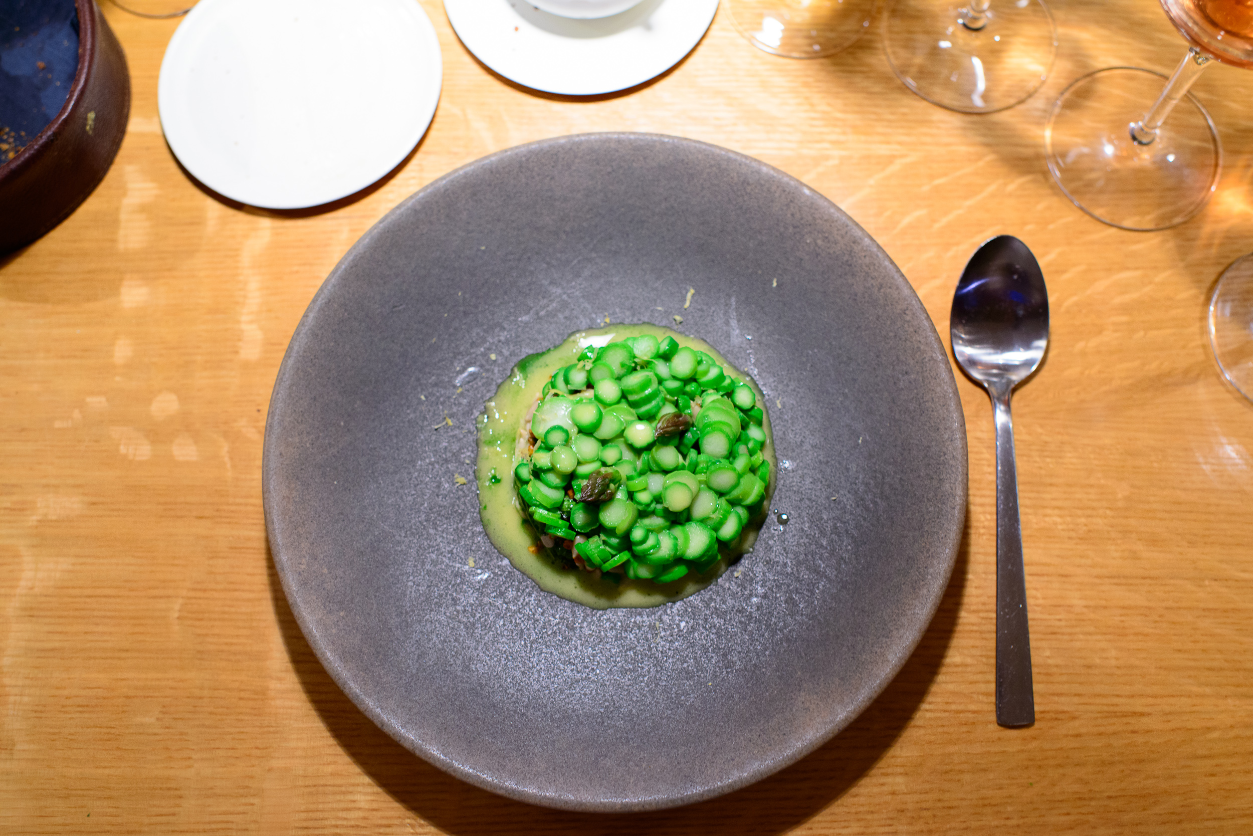 4th Course: Green asparagus, sunflower seeds and mint