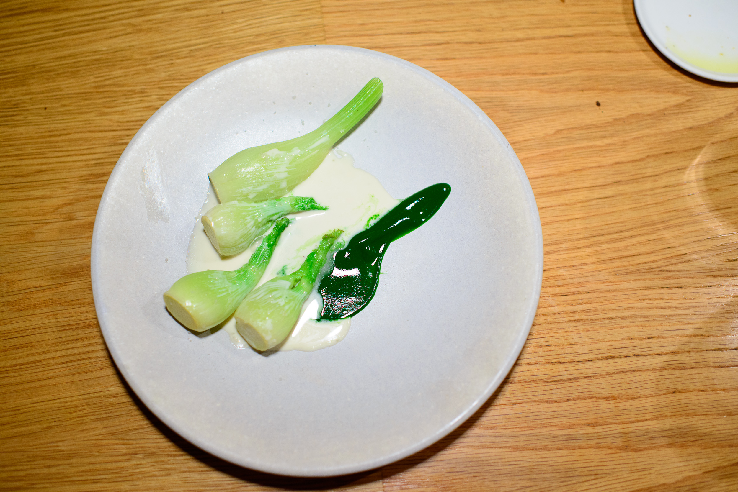 5th Course: Fennel bulbs, smoked almond milk, parsley purée