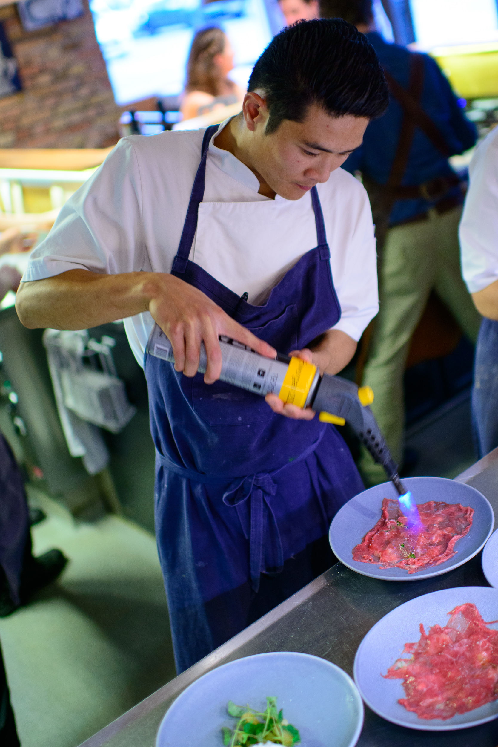 Torching lamb from havervadgård, shrimps, and dill