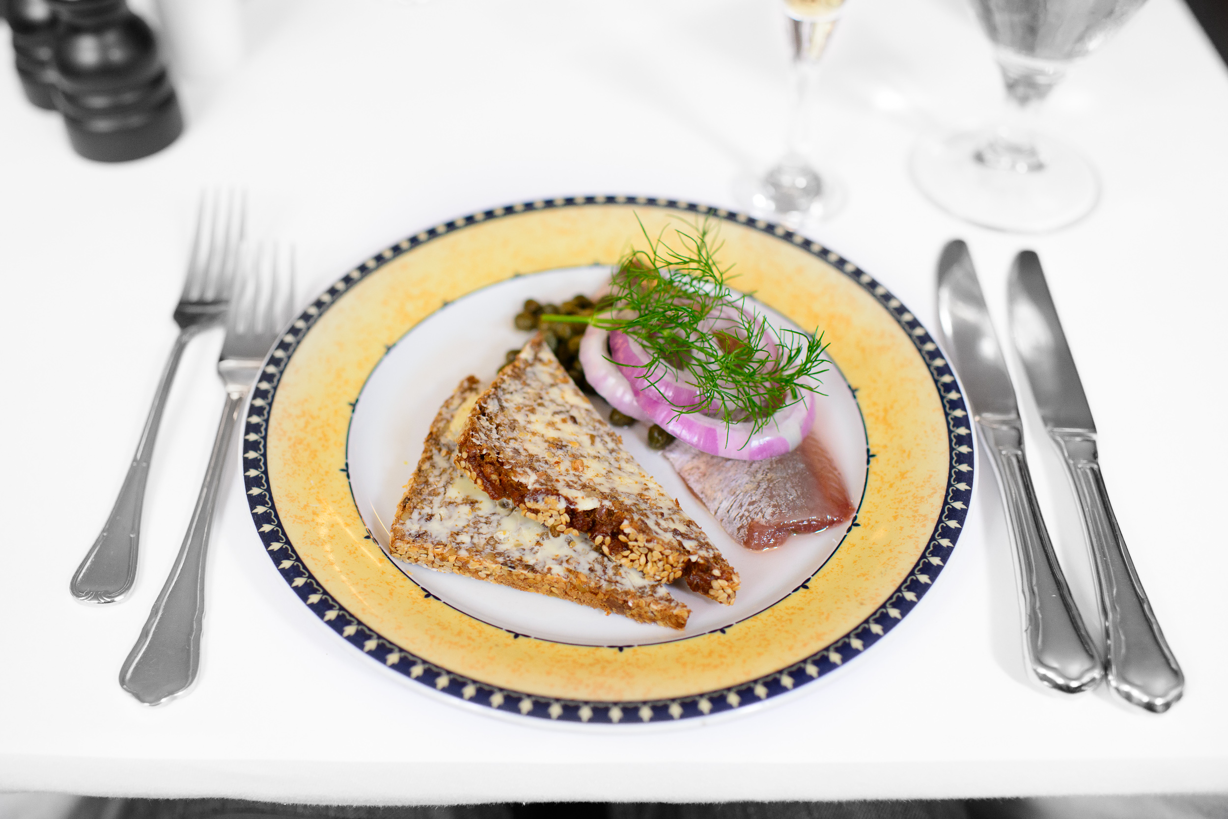 Pickled barrel herring from Iceland, capers and onions