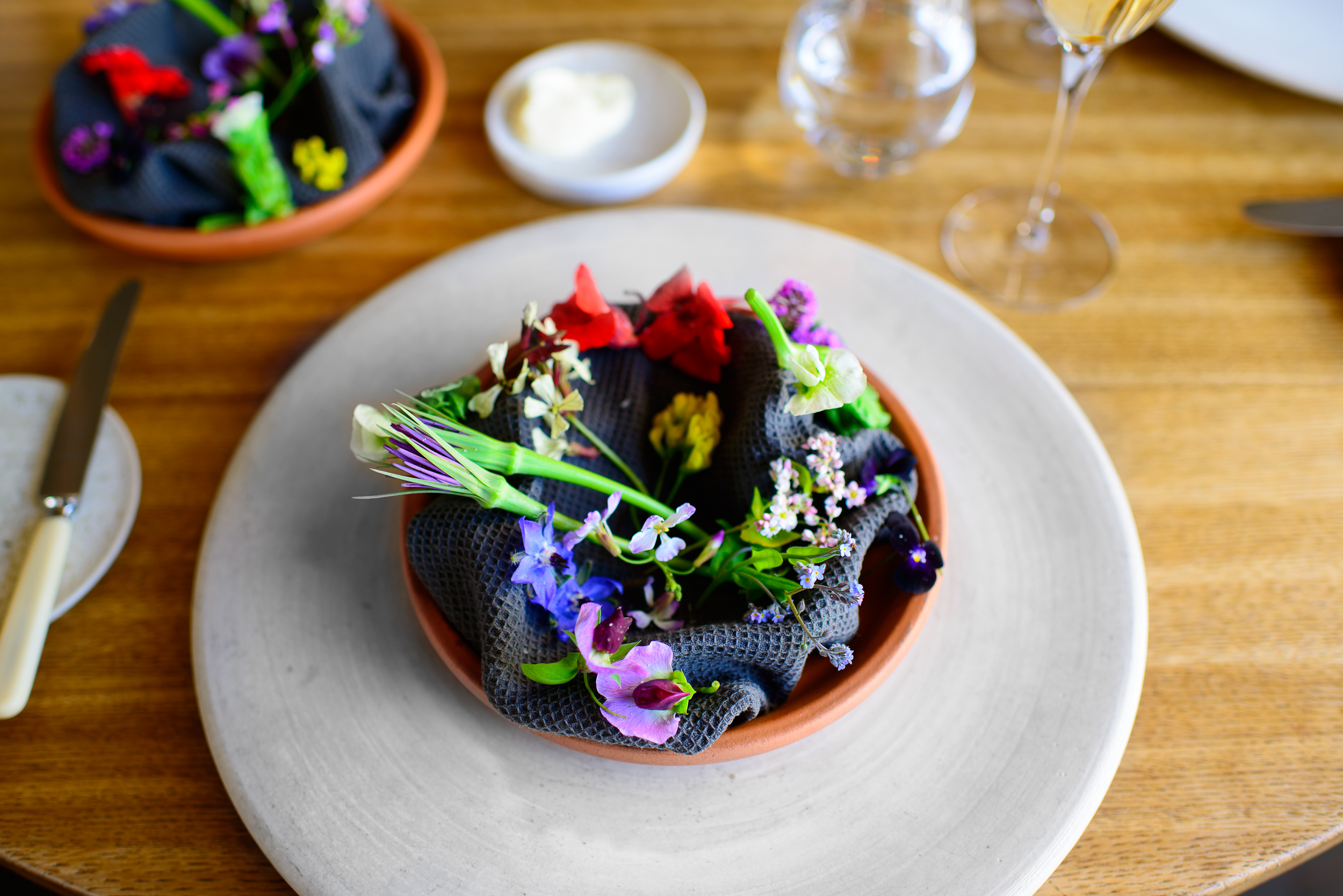 3rd Course: Flowers and rose pollen vinaigrette