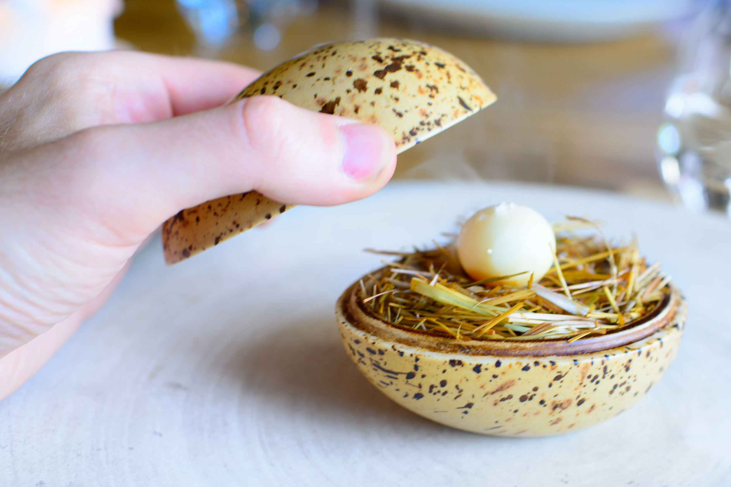 12th Course: Pickled and smoked quail egg