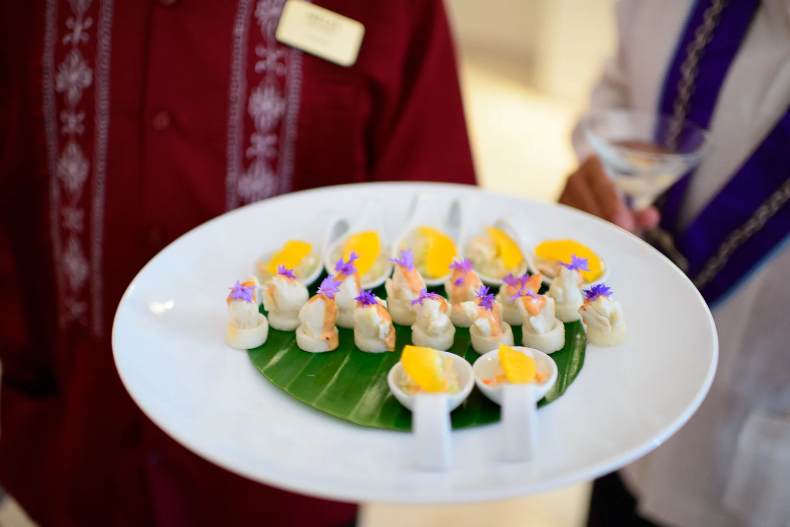 Hors d'Oeuvres - Local crab with mango, lobster with grapefruit