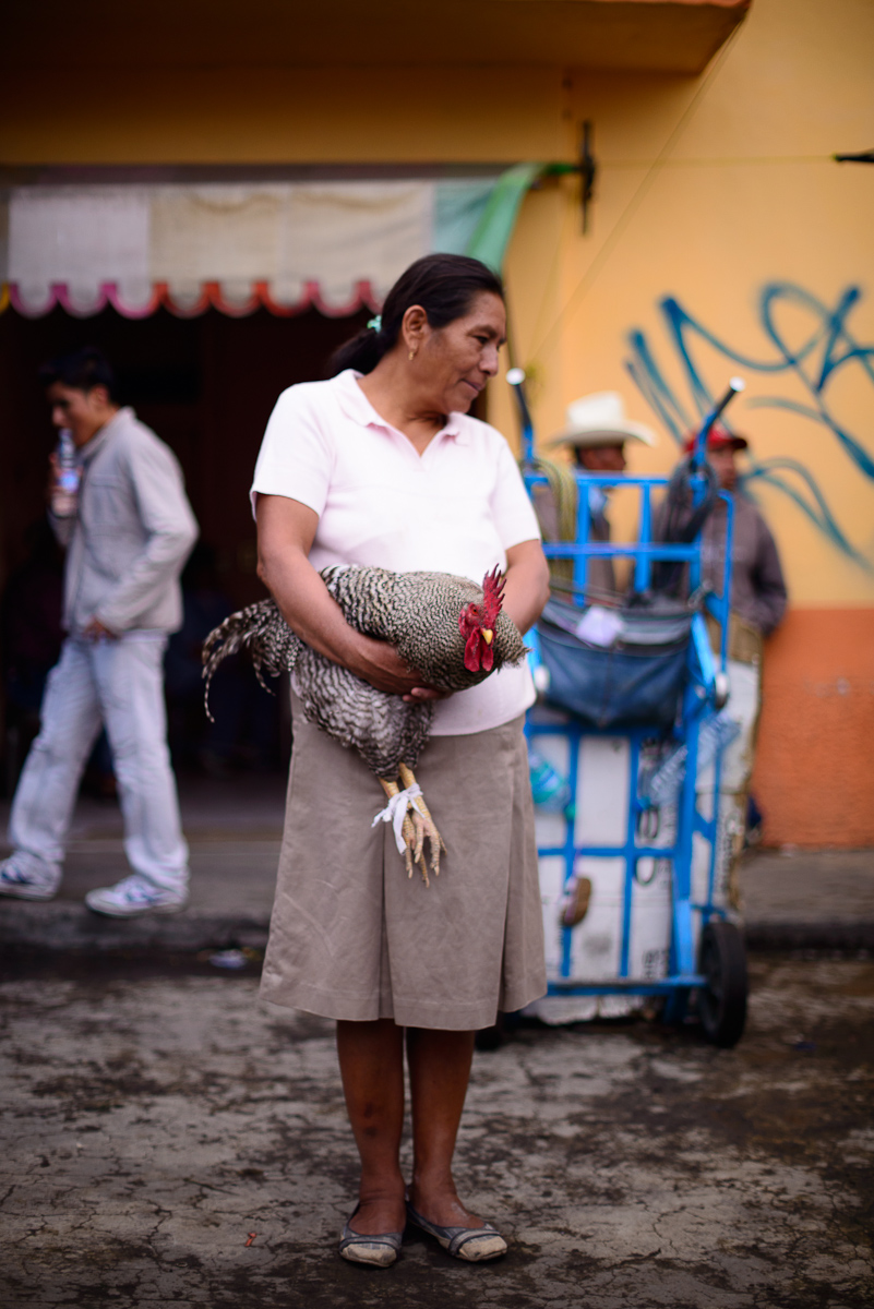 A woman selling her turkey