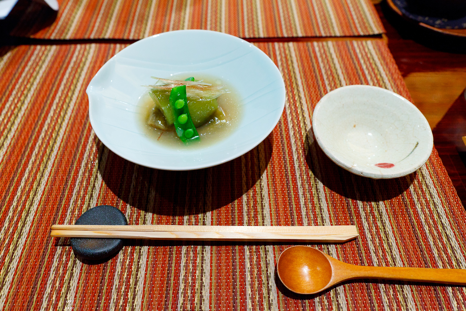 Jade egg plant, simmered "Senryo" egg plant served with cold broth ($11)