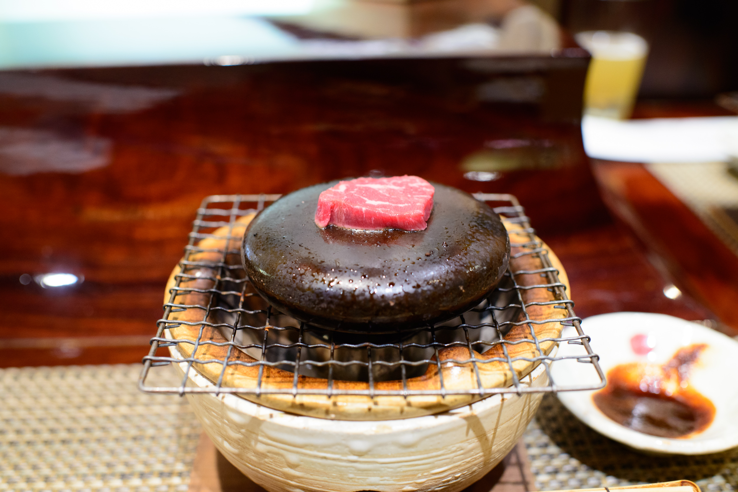 9th Course: Washu Tajima beef on the hot stone grill