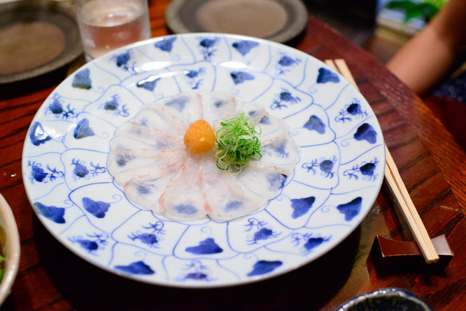 Fresh fluke sashimi with ponzu dipping sauce ($28)